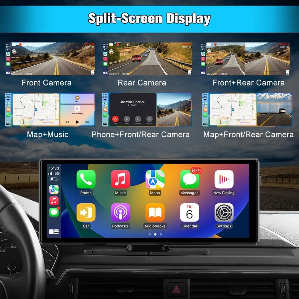 Pantalla Portátil 10.26" Pyniro CarPlay Android Auto GPS