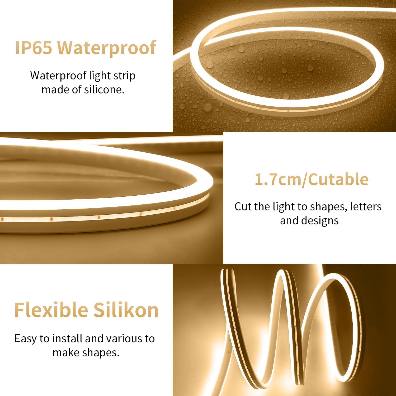 Tira de Luces LED Neón iNextStation 2 metros USB Cálido Impermeable