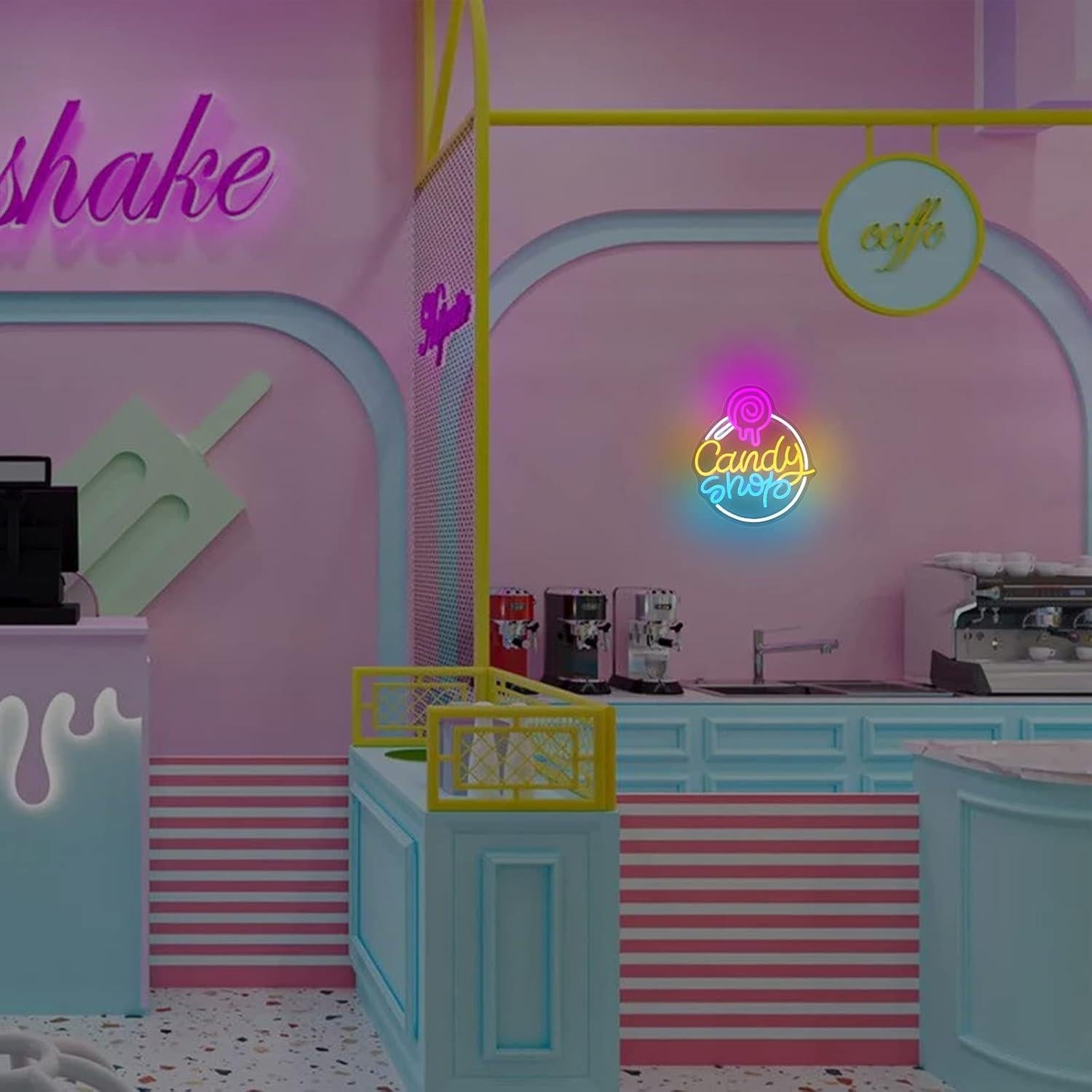 Cartel de Neón LED Regulable Moodlion Tienda de Dulces 32x38 cm