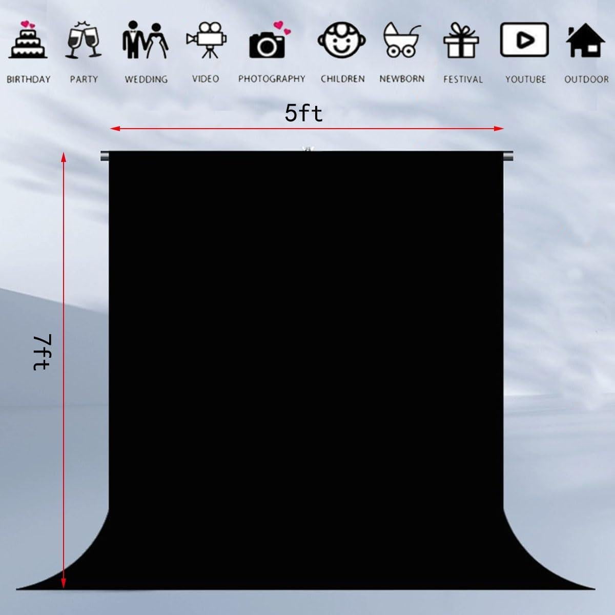 Fondo Negro para Fotografía HMTFOTO 1.5m x 2.1m Sin Costuras