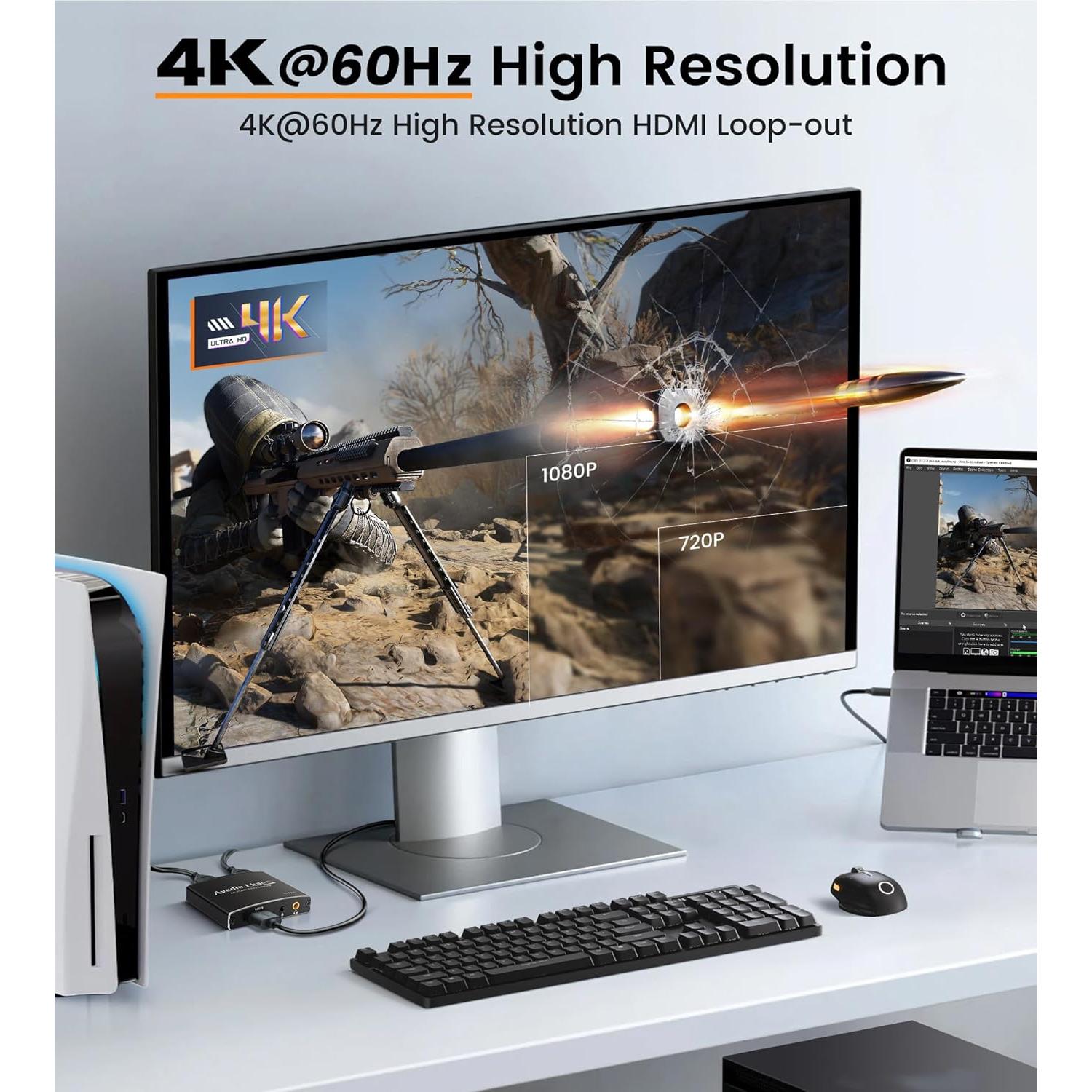 4K HDMI Video Capture Card, avedio links Video Capture Card 1080P 60FPS,USB C/A 3.0 Game Capture Card for Streaming Works for PS5 PC Switch Camera OBS (Black)