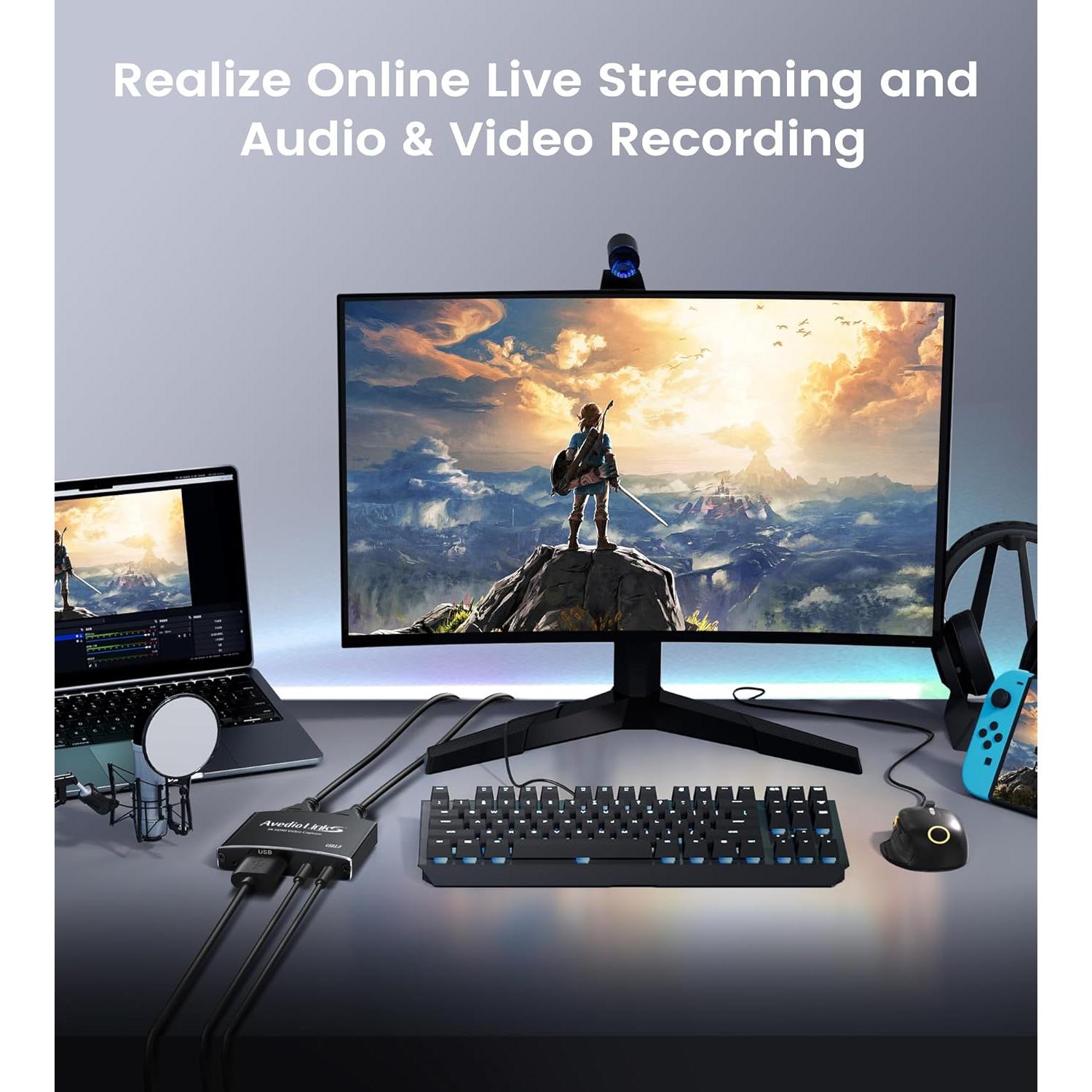 4K HDMI Video Capture Card, avedio links Video Capture Card 1080P 60FPS,USB C/A 3.0 Game Capture Card for Streaming Works for PS5 PC Switch Camera OBS (Black)