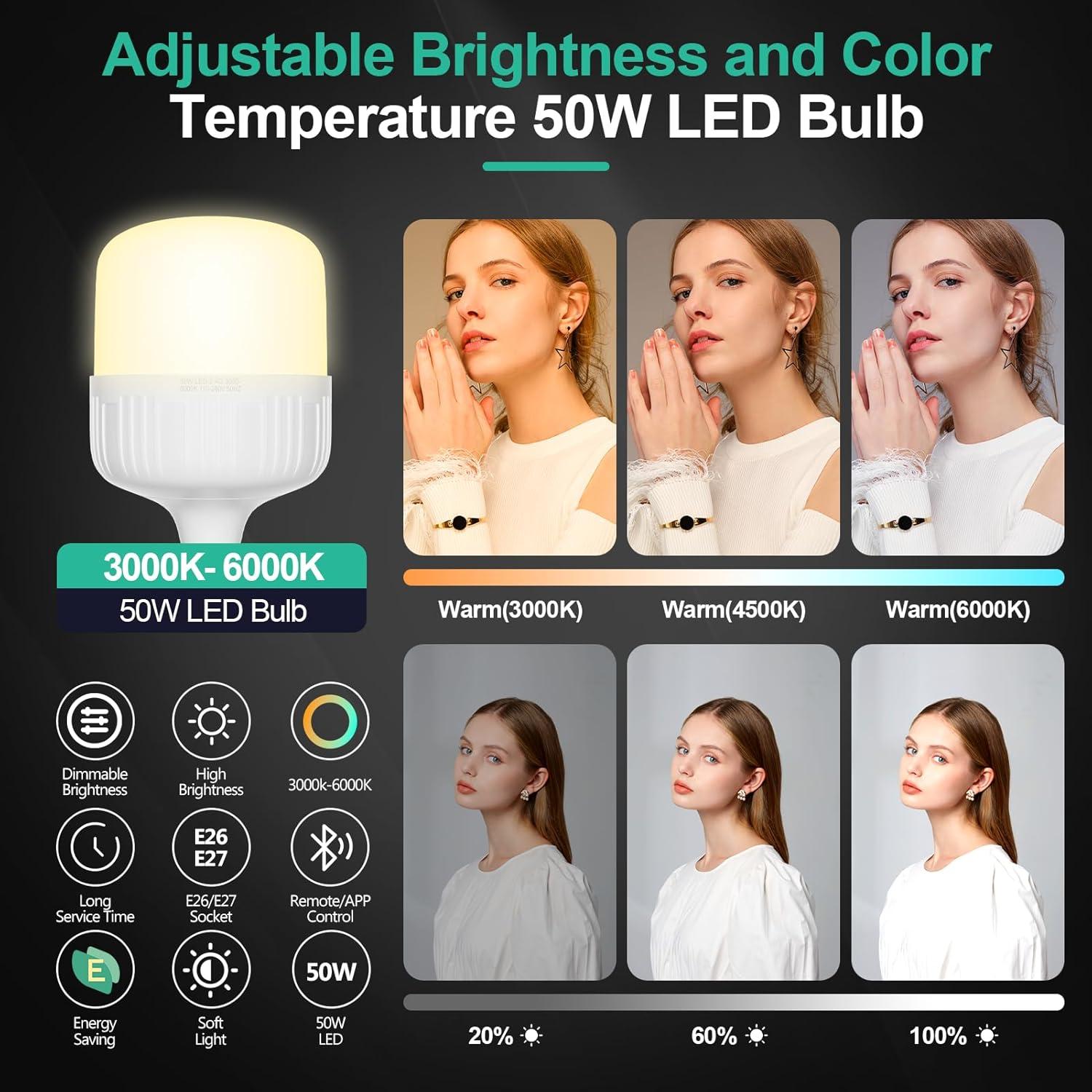 Kit de Iluminación Fotográfica EMART Softbox 40x40cm 50W LED Control Remoto