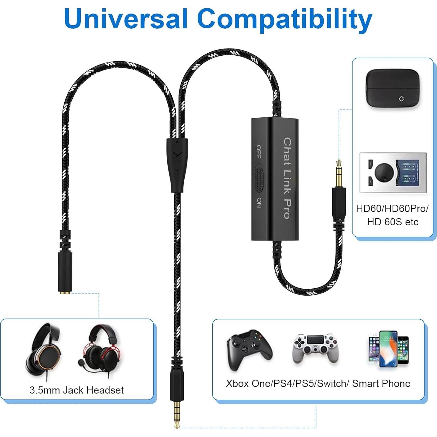 Cable Chat Link Pro Lusgawer 2.68m para Elgato HD60 PS4 PS5