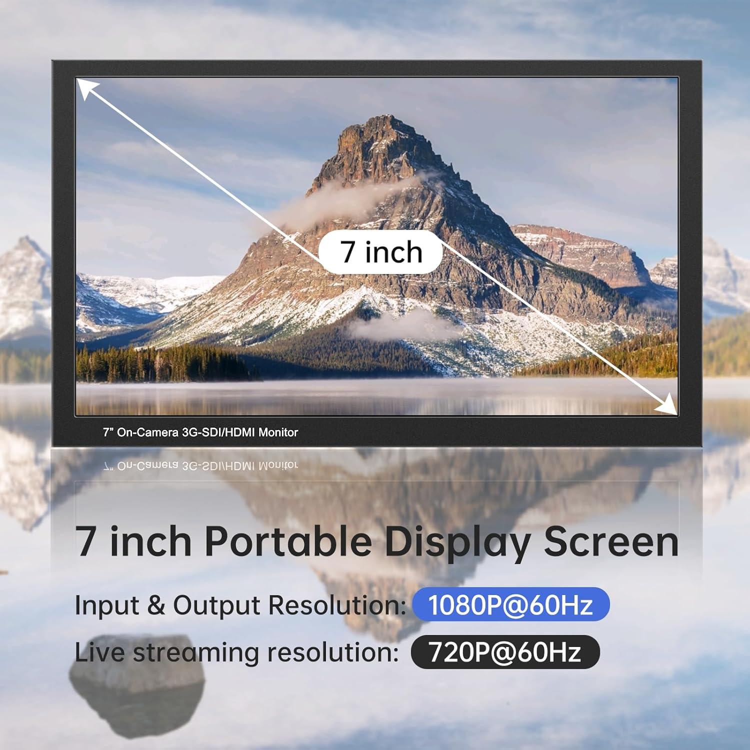 MT-VIKI HDMI & SDI Input and Loop Out with 7 inch Monitor Camera Field Monitor 1080@60Hz HDMI 1.4 3G SDI 1800 cd/㎡