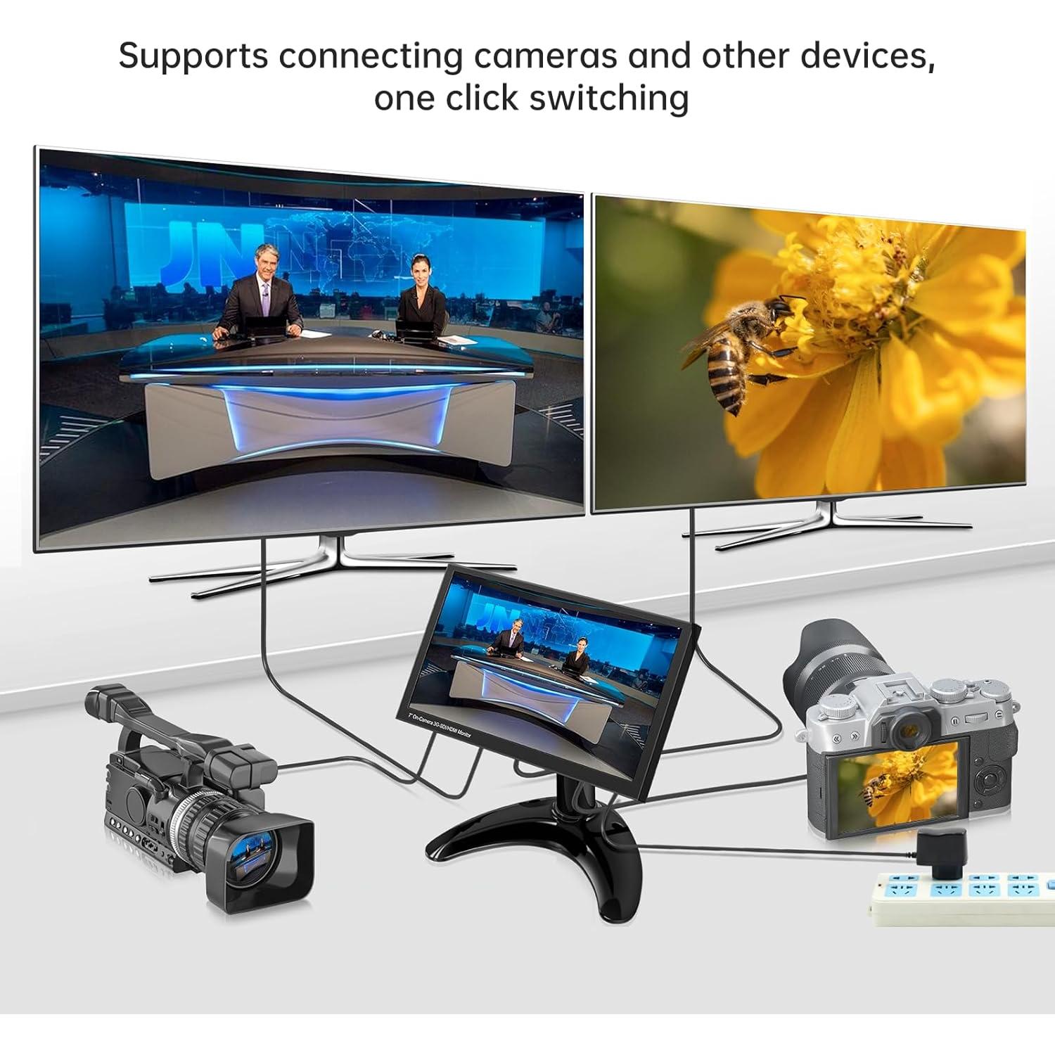 MT-VIKI HDMI & SDI Input and Loop Out with 7 inch Monitor Camera Field Monitor 1080@60Hz HDMI 1.4 3G SDI 1800 cd/㎡