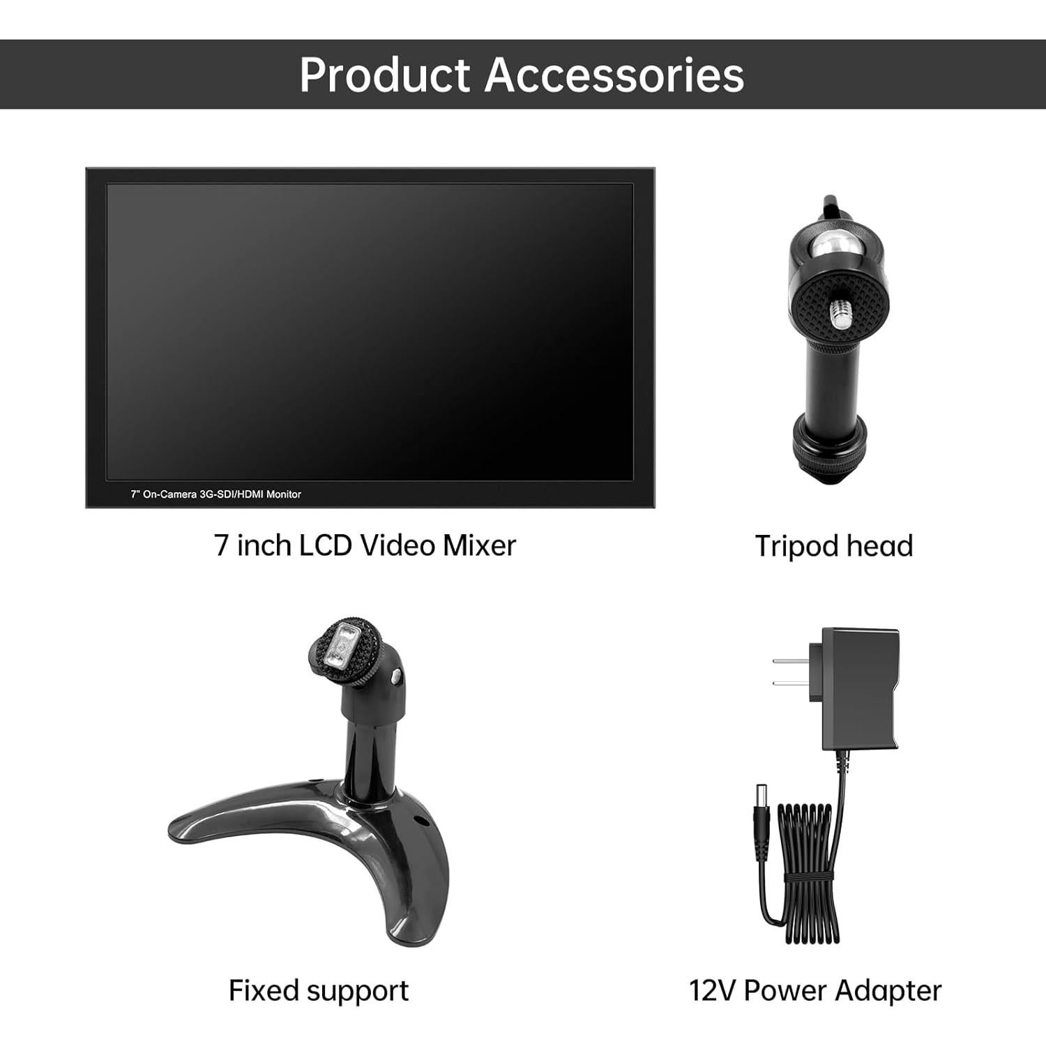 MT-VIKI HDMI & SDI Input and Loop Out with 7 inch Monitor Camera Field Monitor 1080@60Hz HDMI 1.4 3G SDI 1800 cd/㎡