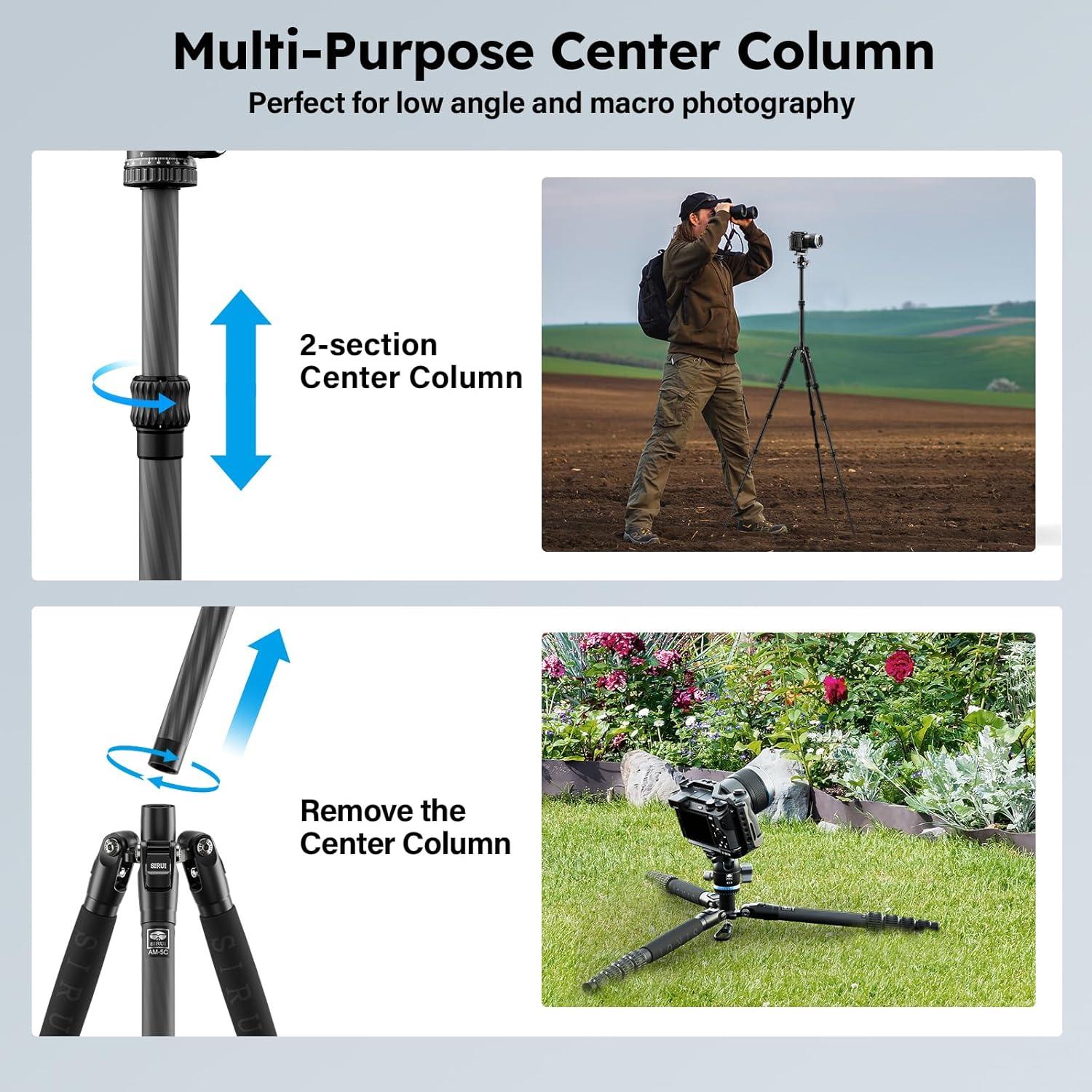Trípode de Viaje SIRUI AM-025K+KS-5 Fibra de Carbono 140 cm