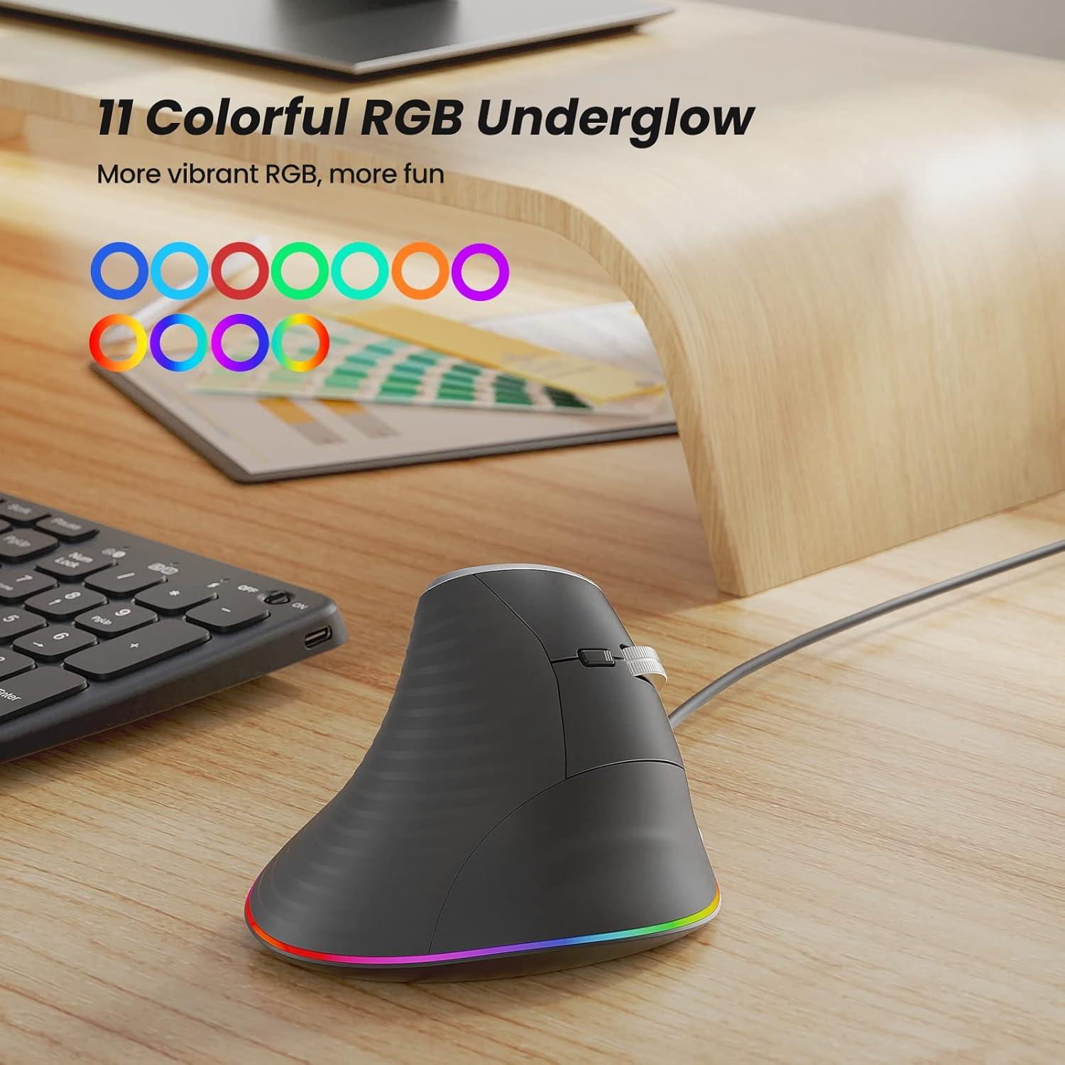 Ratón Vertical Ergonómico Nulea M504 USB con RGB 4 DPI