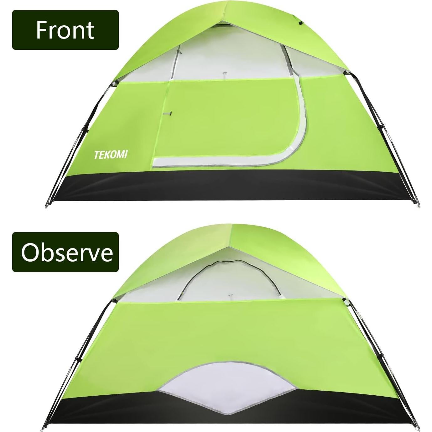 Carpa de Camping TEKOMI 5 Personas Impermeable Verde 2.4x2.1m