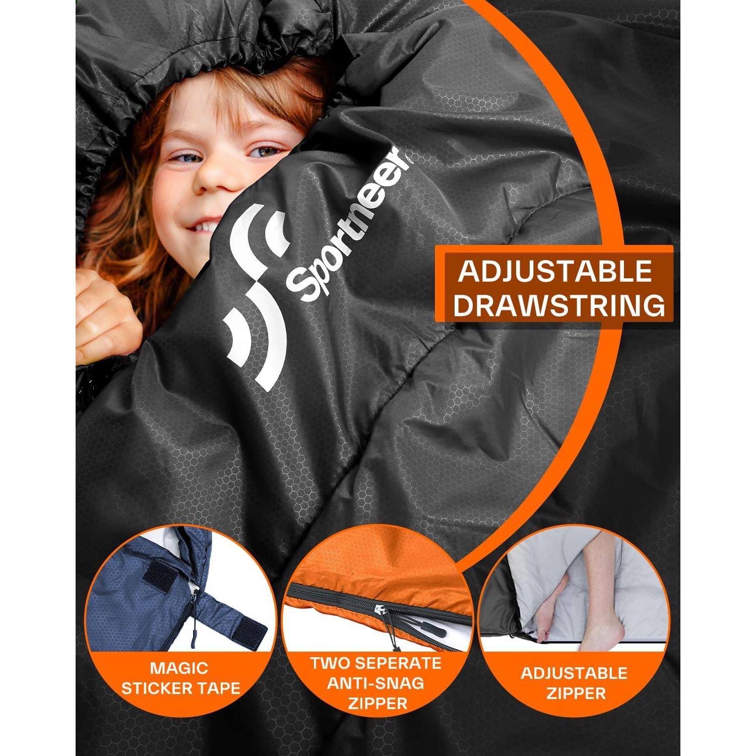 Saco de dormir Sportneer 3 estaciones 1.3 kg negro