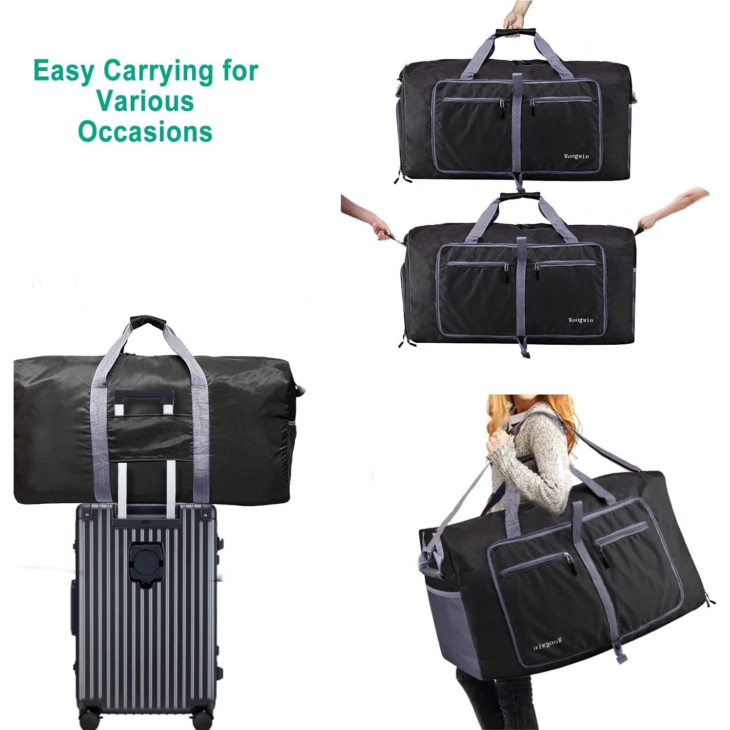 Bolsa de Viaje Plegable Impermeable Woogwin 100L Negra