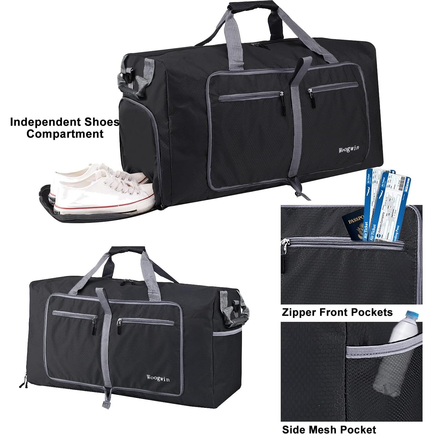 Bolsa de Viaje Plegable Impermeable Woogwin 100L Negra