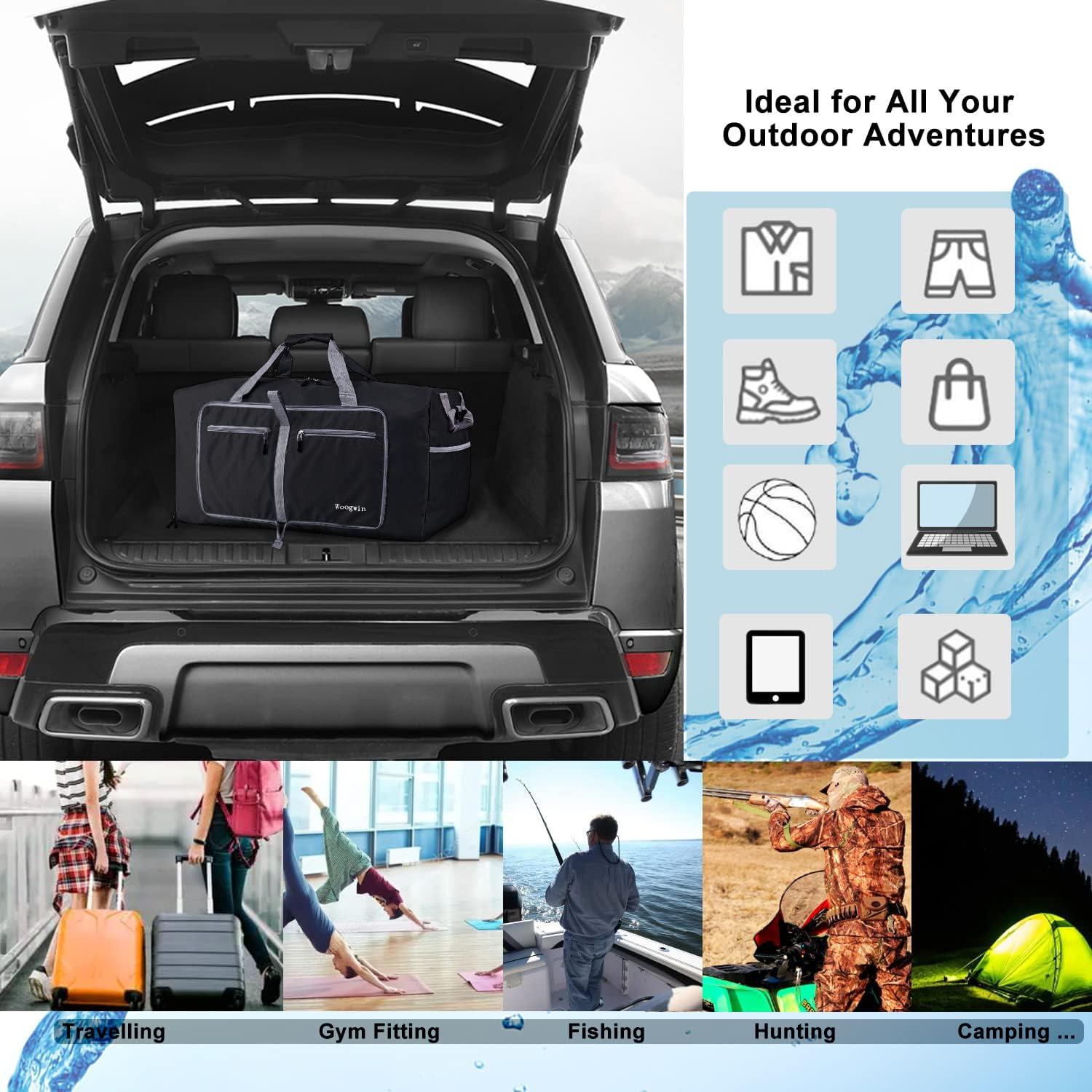 Bolsa de Viaje Plegable Impermeable Woogwin 100L Negra