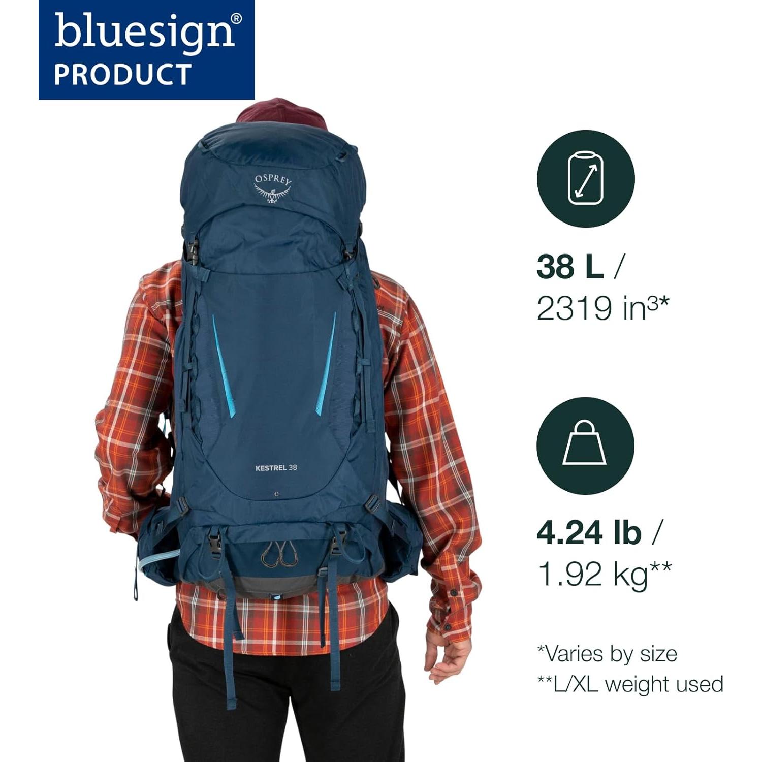 Mochila de Senderismo Osprey Kestrel 38L Azul Atlas S/M