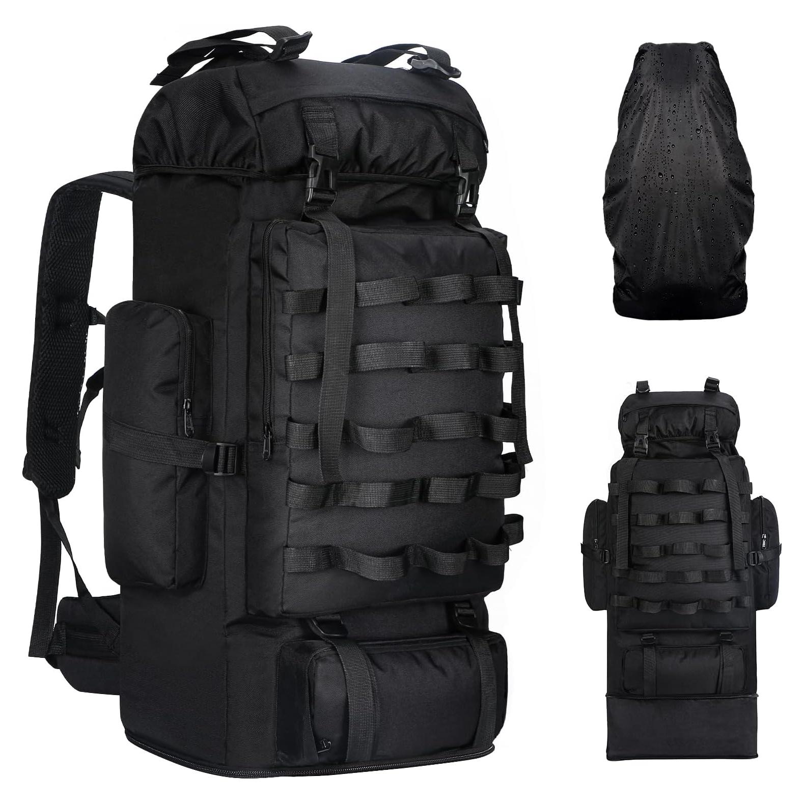 Mochila de Camping 100L Táctica Militar Impermeable Negra