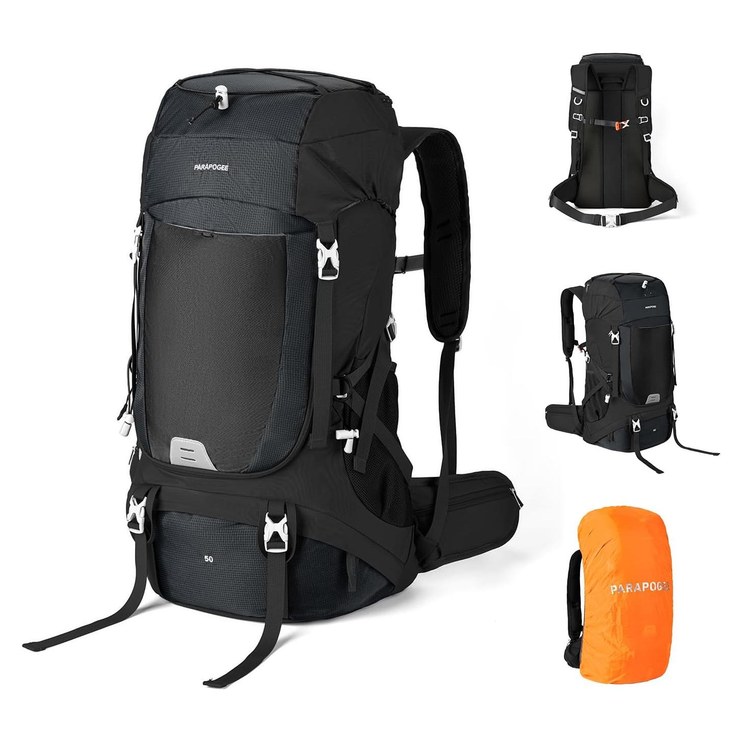 Mochila de Senderismo PARAPOGEE 50L Impermeable Negra