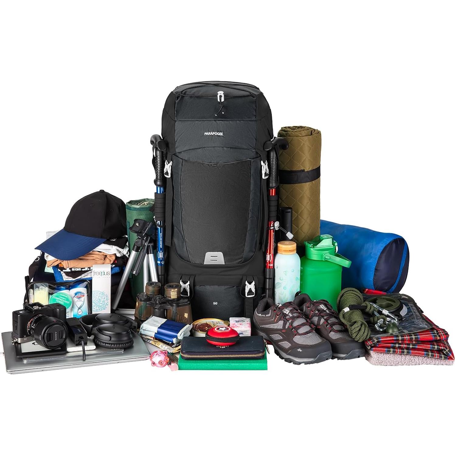 Mochila de Senderismo PARAPOGEE 50L Impermeable Negra