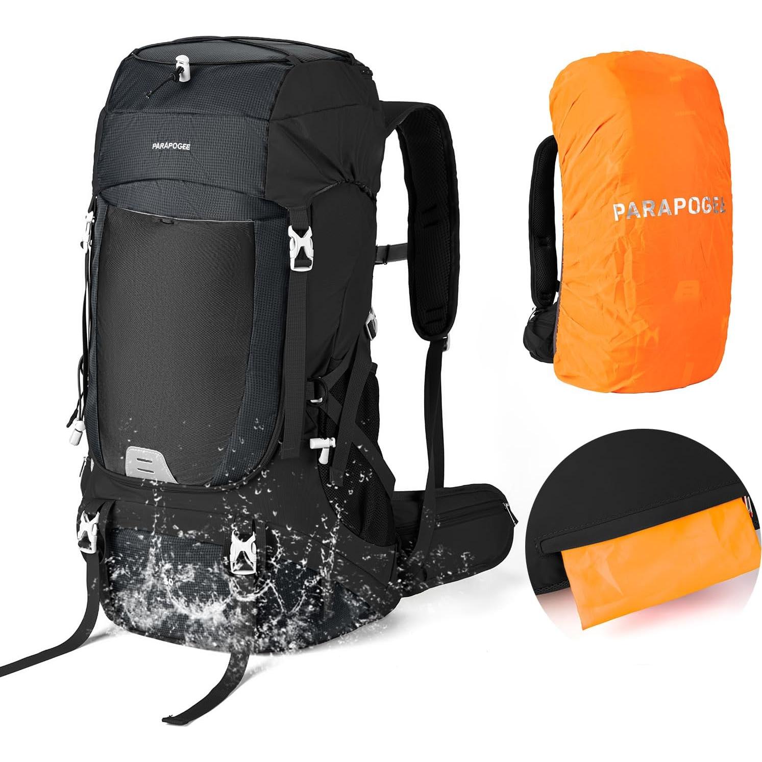 Mochila de Senderismo PARAPOGEE 50L Impermeable Negra