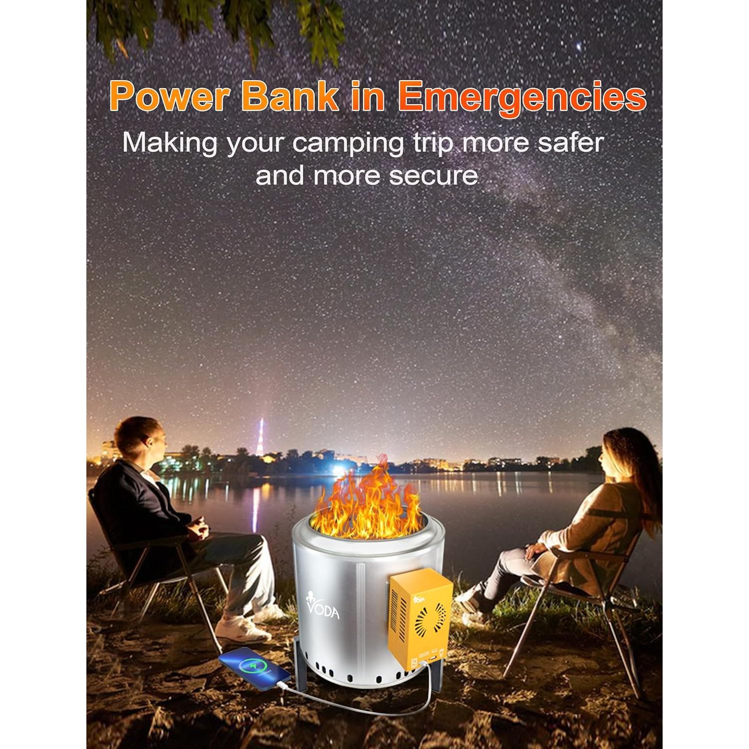 Hoguera Sin Humo VODA 40 cm con Generador de Calor y USB