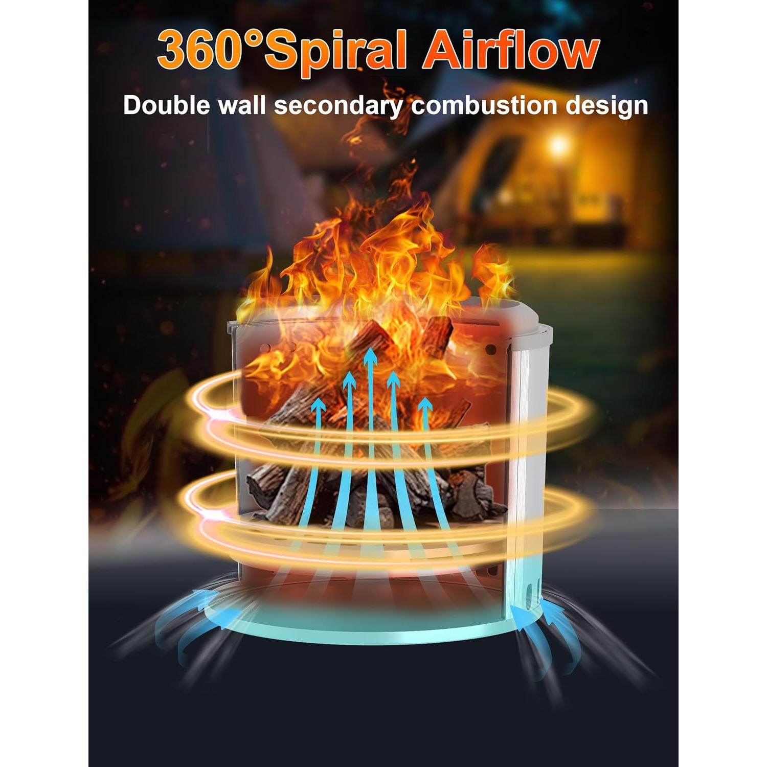Hoguera Sin Humo VODA 40 cm con Generador de Calor y USB