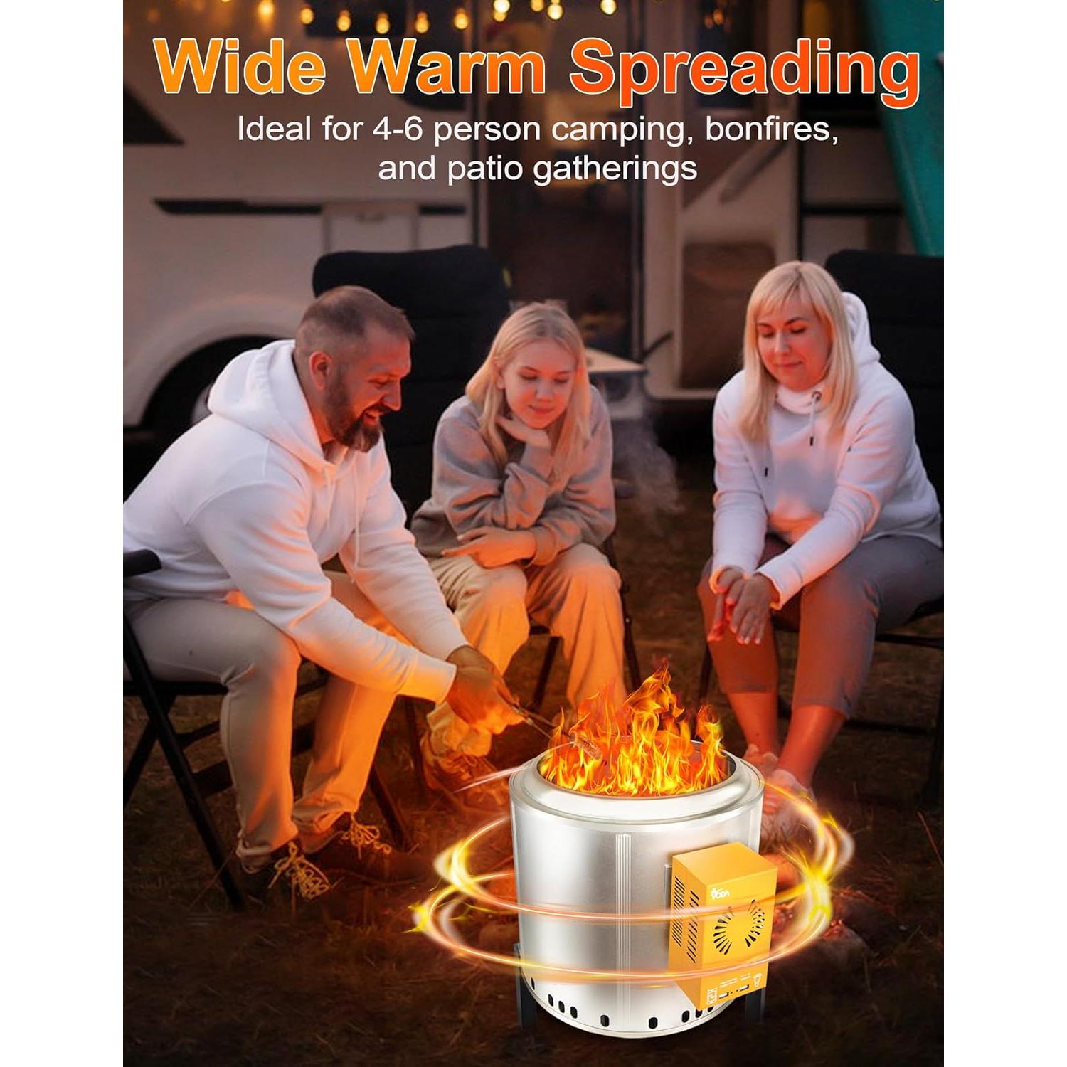 Hoguera Sin Humo VODA 40 cm con Generador de Calor y USB