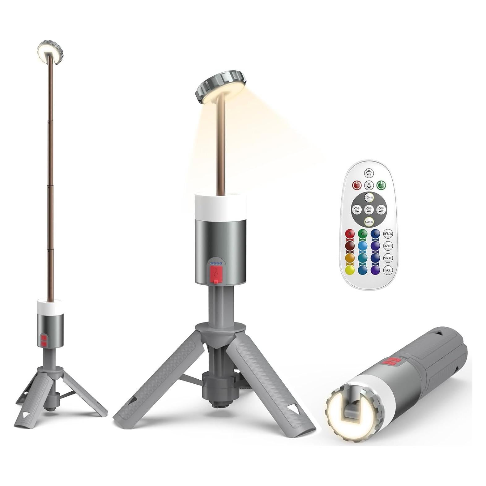 AlpsWolf Camping Light , Telescopic Camping Lantern Rechargeable with 15 Color Temperatures Waterproof Portable Lanterns for Power Outages,Camping,Hiking,Emergency Gray