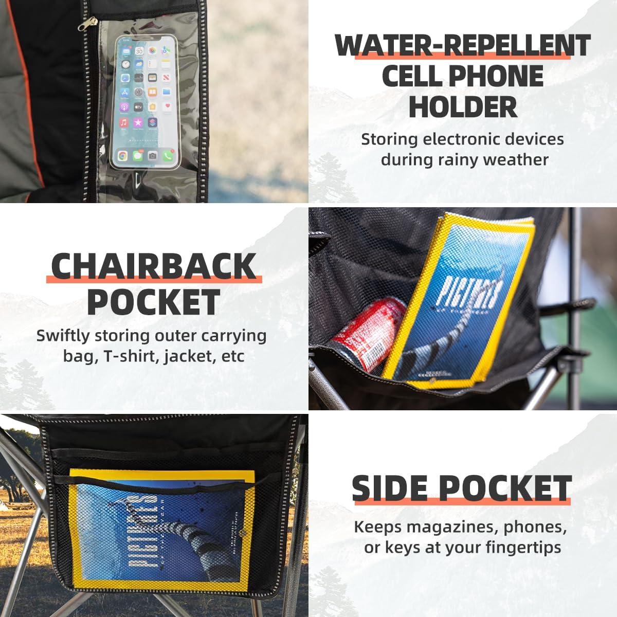 Silla de Camping Foristrail Plegable 500LBS con Enfriador