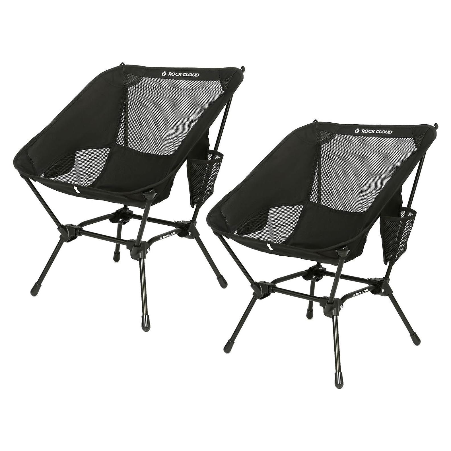 Silla de Camping Plegable ROCK CLOUD Charles 2pz Negro Ultraligera