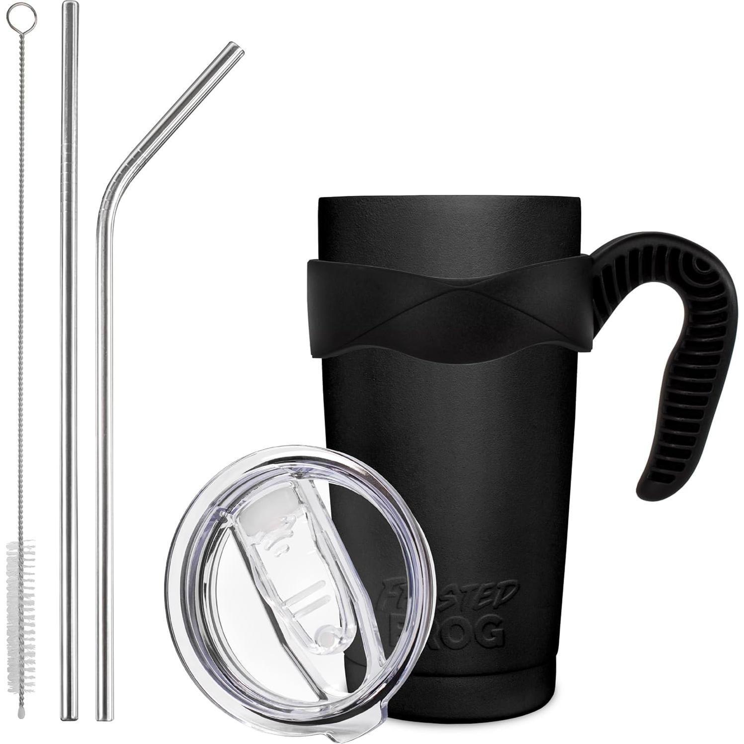 Vaso Térmico Frosted Frog 20oz Acero Inoxidable Negro