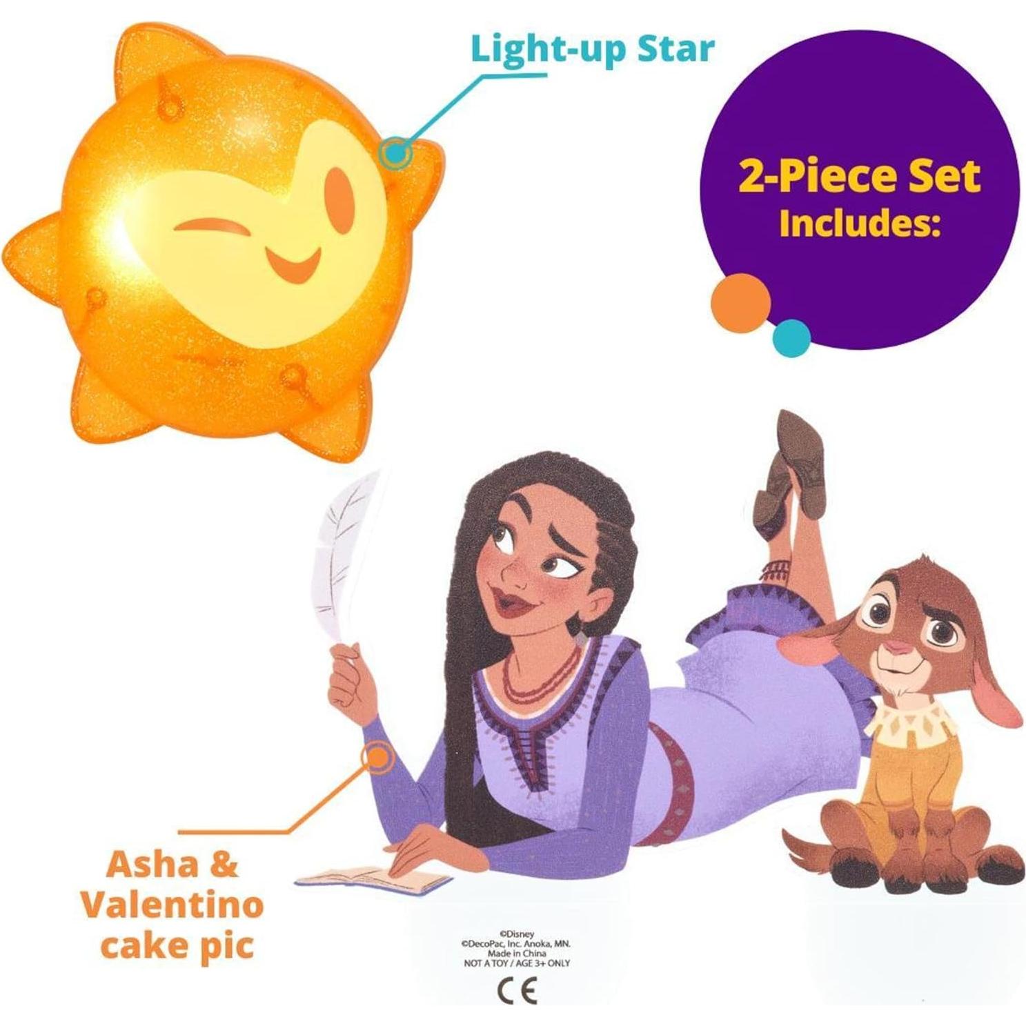 Cake Topper DecoSet Disney Wish Asha y Valentino Iluminado