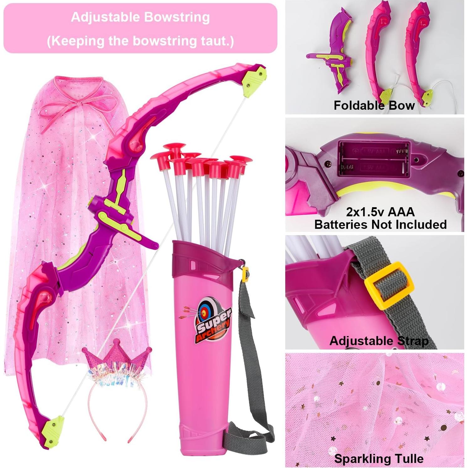 Set de Arco y Flecha VGOFUN con Luz LED y Capa Princesa