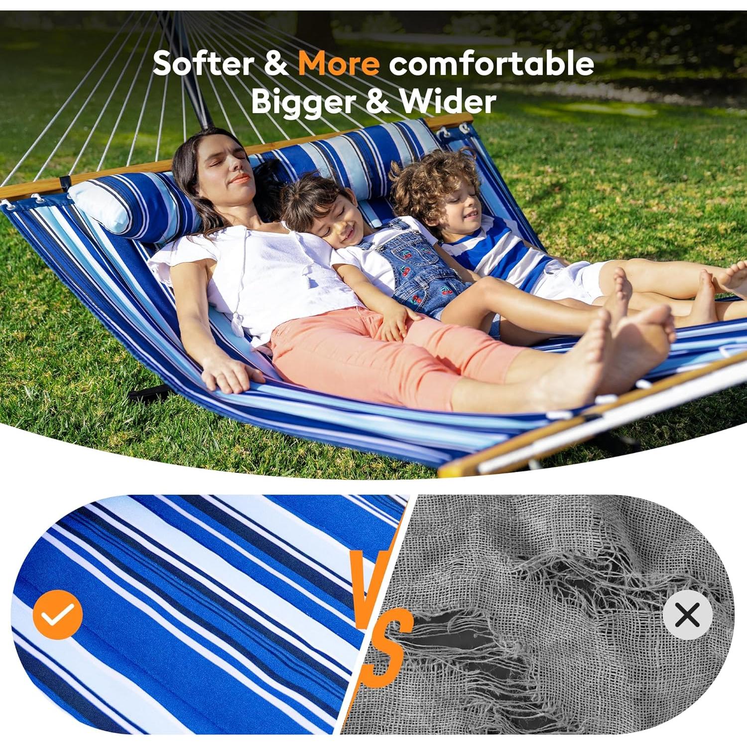 Hamaca Doble Everyfun con Barra de Extensión, 227kg, Azul Aqua