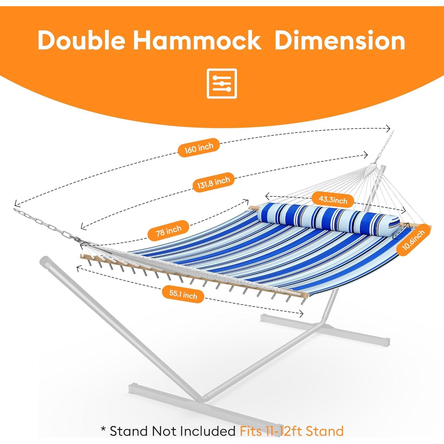 Hamaca Doble Everyfun con Barra de Extensión, 227kg, Azul Aqua