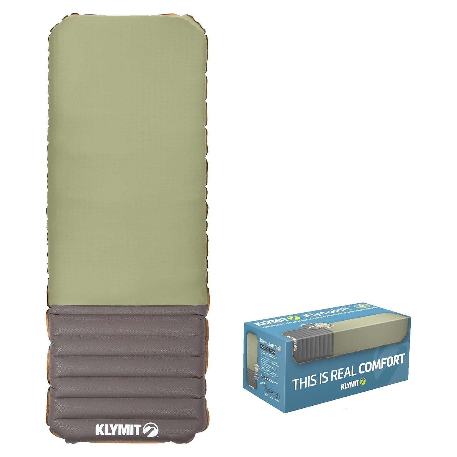 Klymit Klymaloft Lofted Inflatable Sleeping Pad for Camping With Memory Foam, Ultra-Thick Hiking and Backpacking Air Bed, 5 Inch Thick, Regular