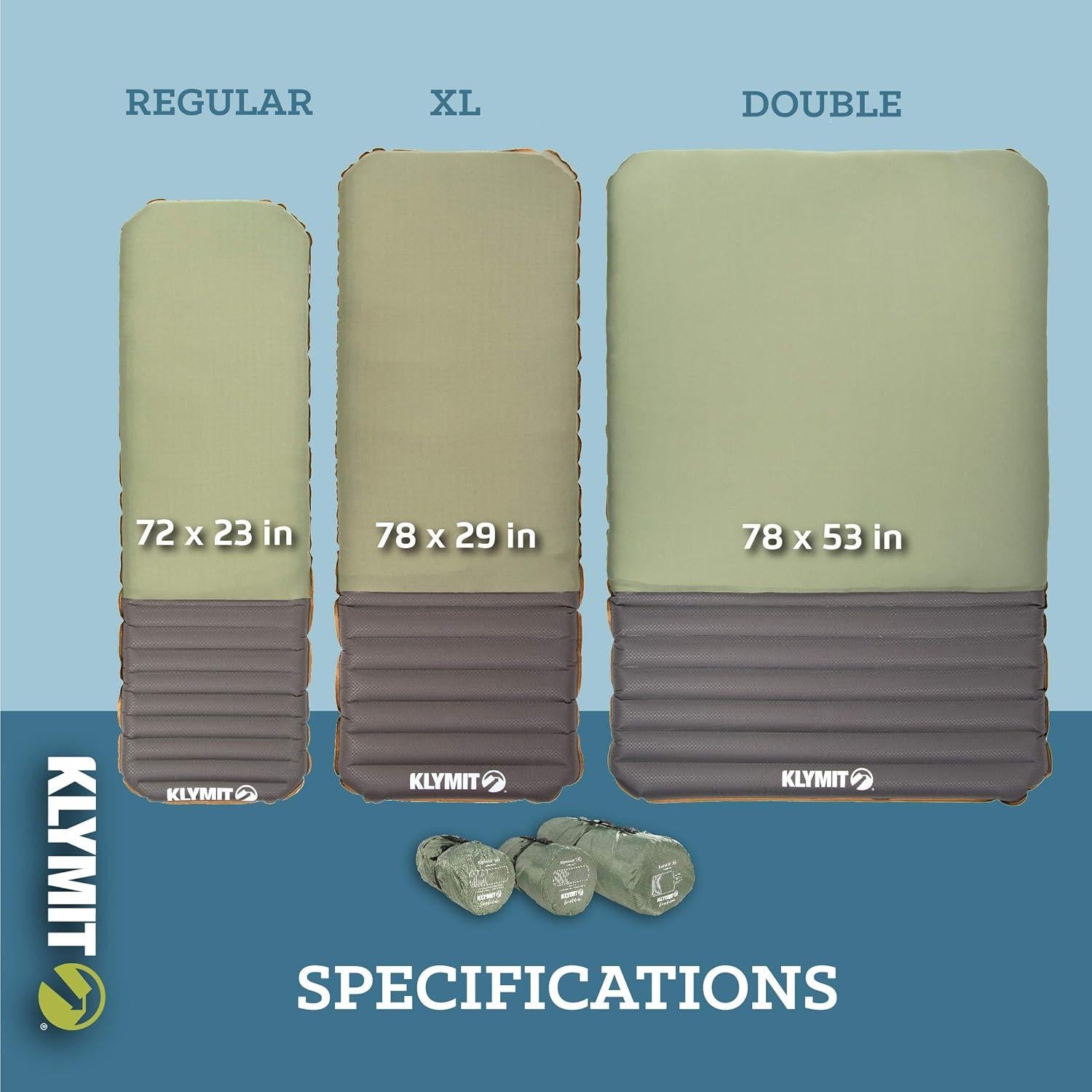 Klymit Klymaloft Lofted Inflatable Sleeping Pad for Camping With Memory Foam, Ultra-Thick Hiking and Backpacking Air Bed, 5 Inch Thick, Regular