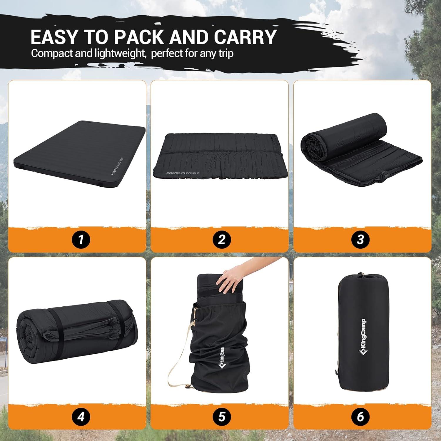 Colchón de Camping Doble Autoinflable KingCamp 3D 200x127 cm