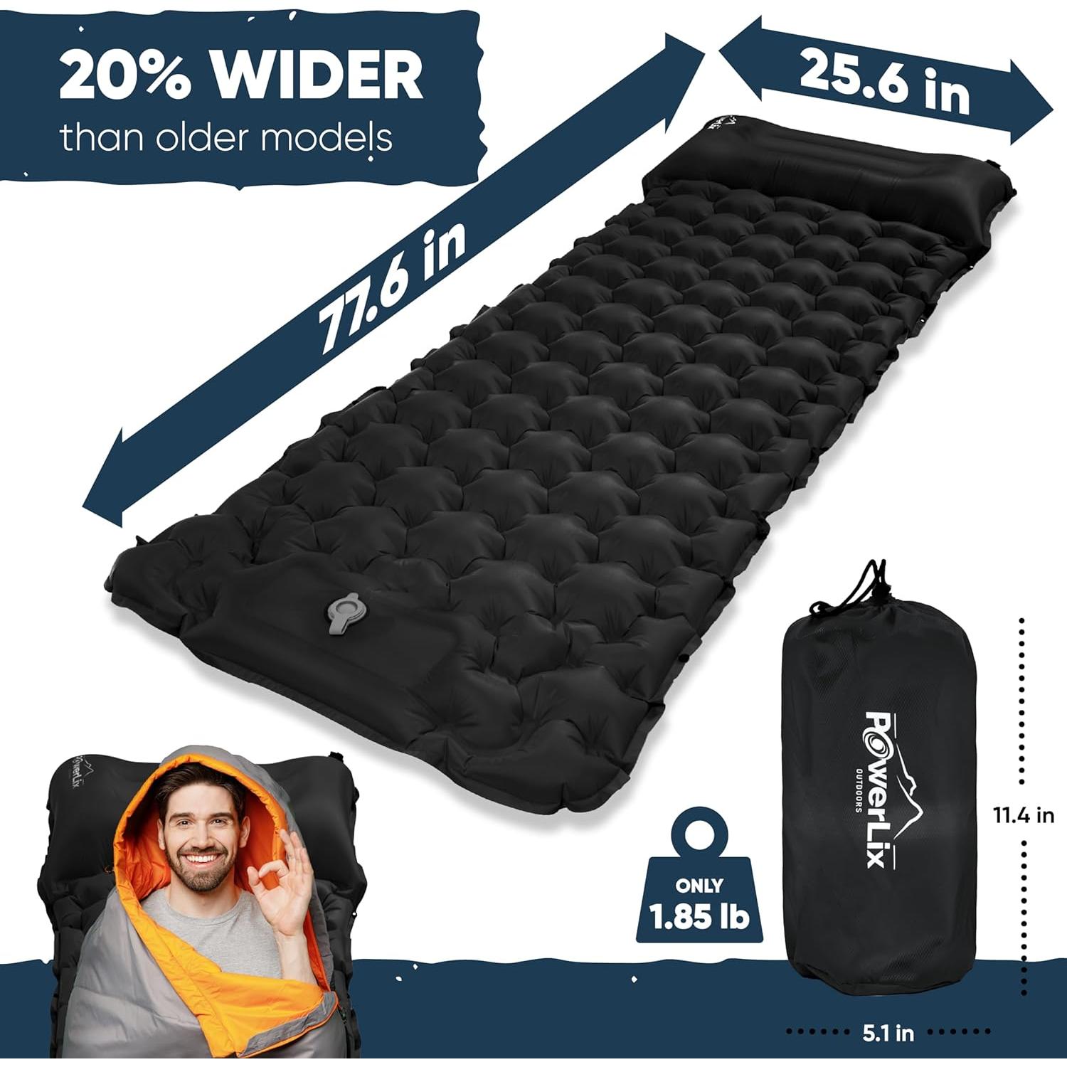 Almohadilla de Camping POWERLIX Individual con Cojín y Bomba