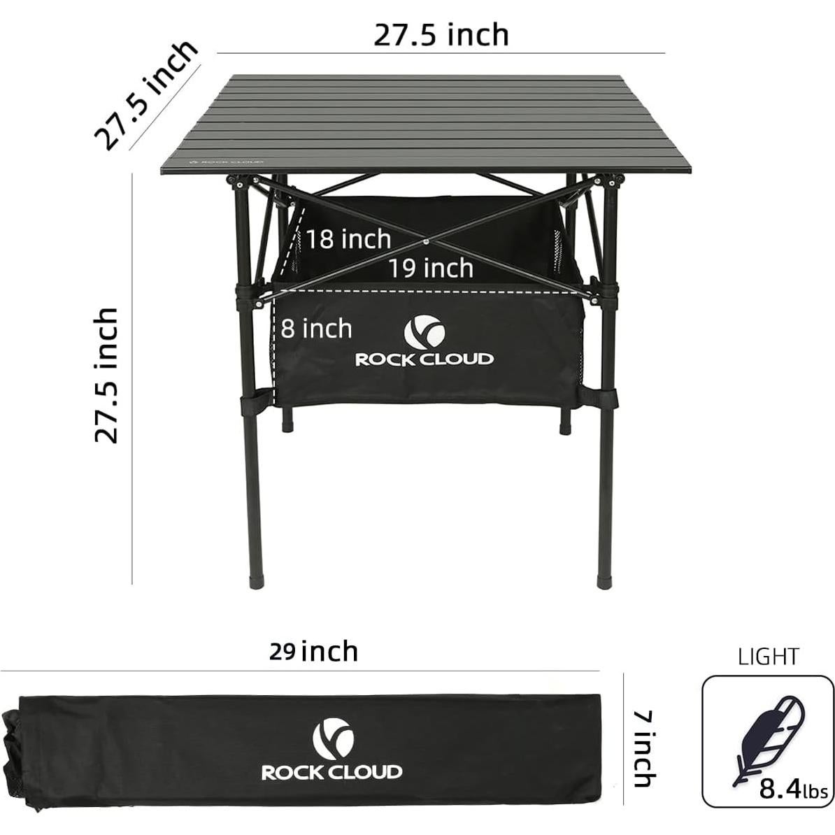 Mesa de Camping Plegable ROCK CLOUD 71x71 cm Aluminio Ligera