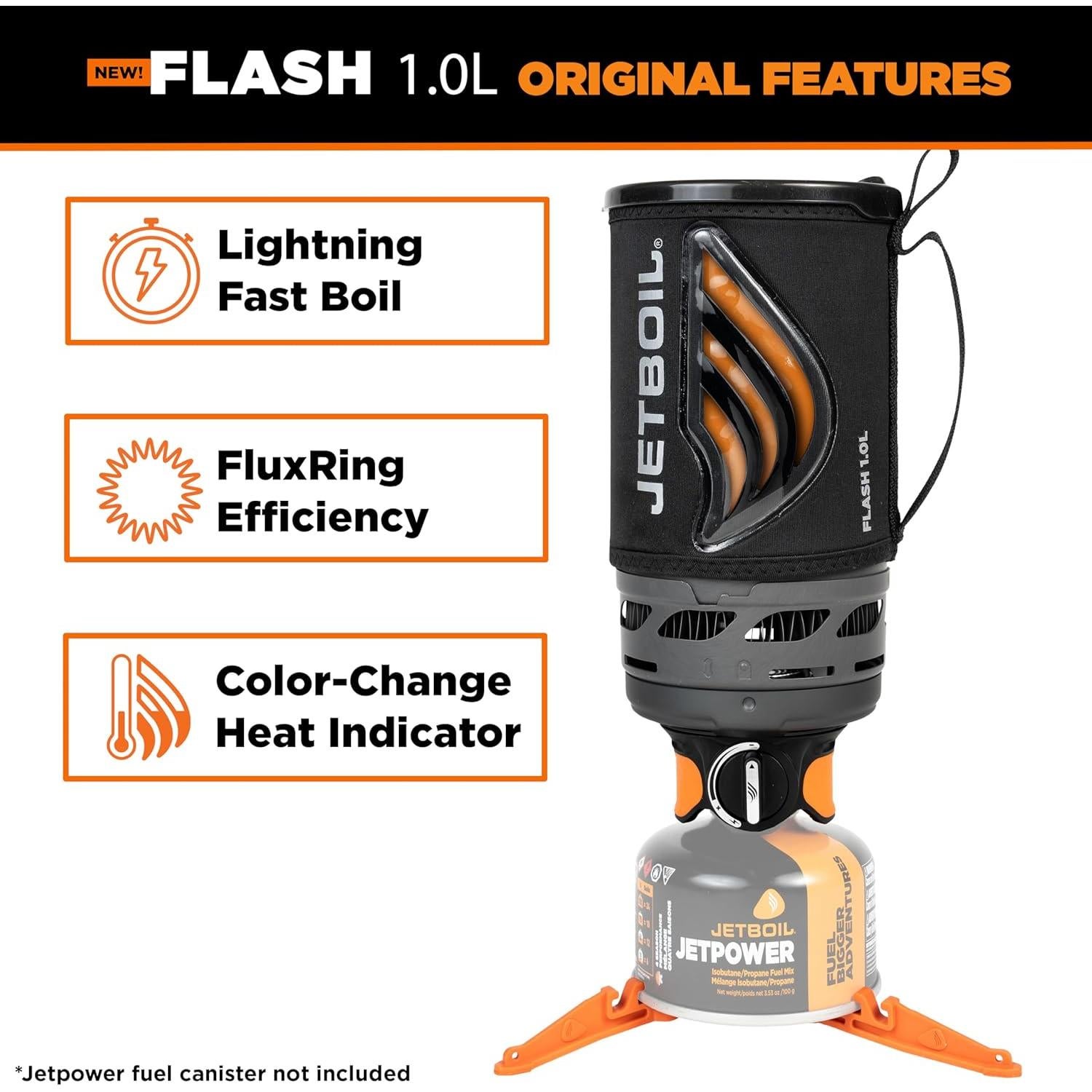 Estufa Portátil Jetboil Flash 1.0L para Camping - Hervido Rápido