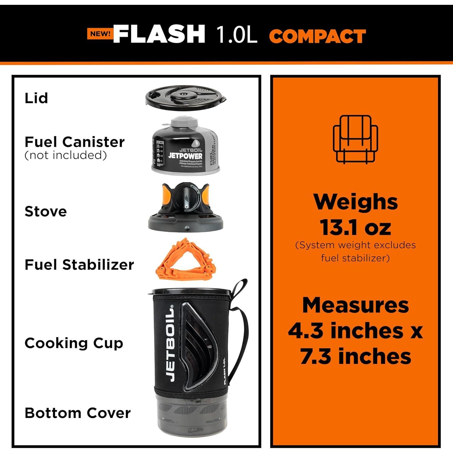 Estufa Portátil Jetboil Flash 1.0L para Camping - Hervido Rápido