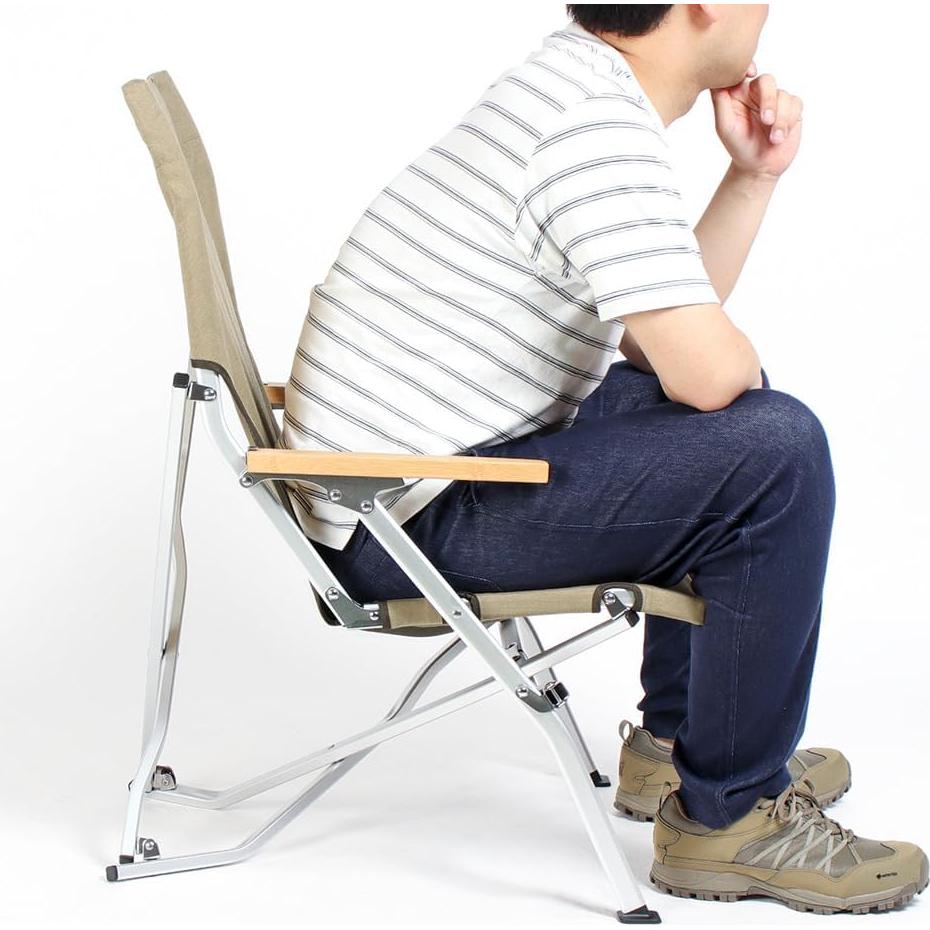 Silla de Playa Baja Snow Peak Plegable Caqui para Camping