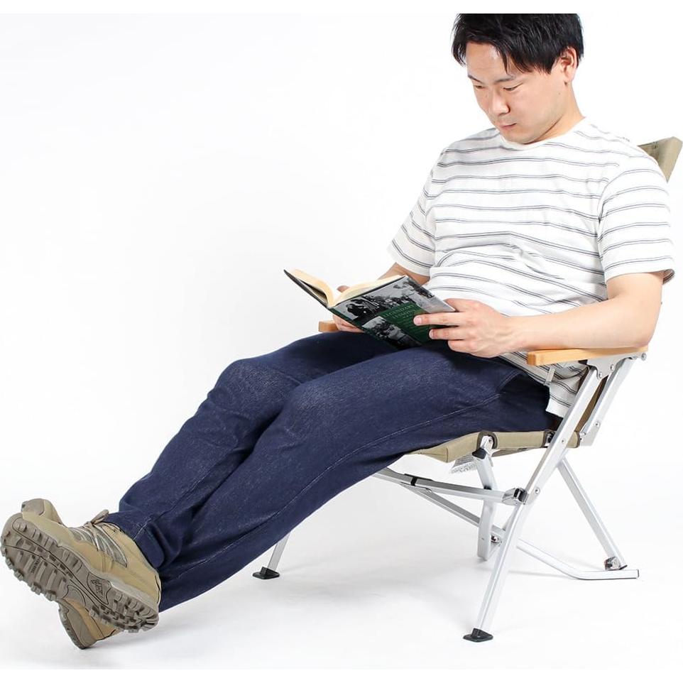 Silla de Playa Baja Snow Peak Plegable Caqui para Camping