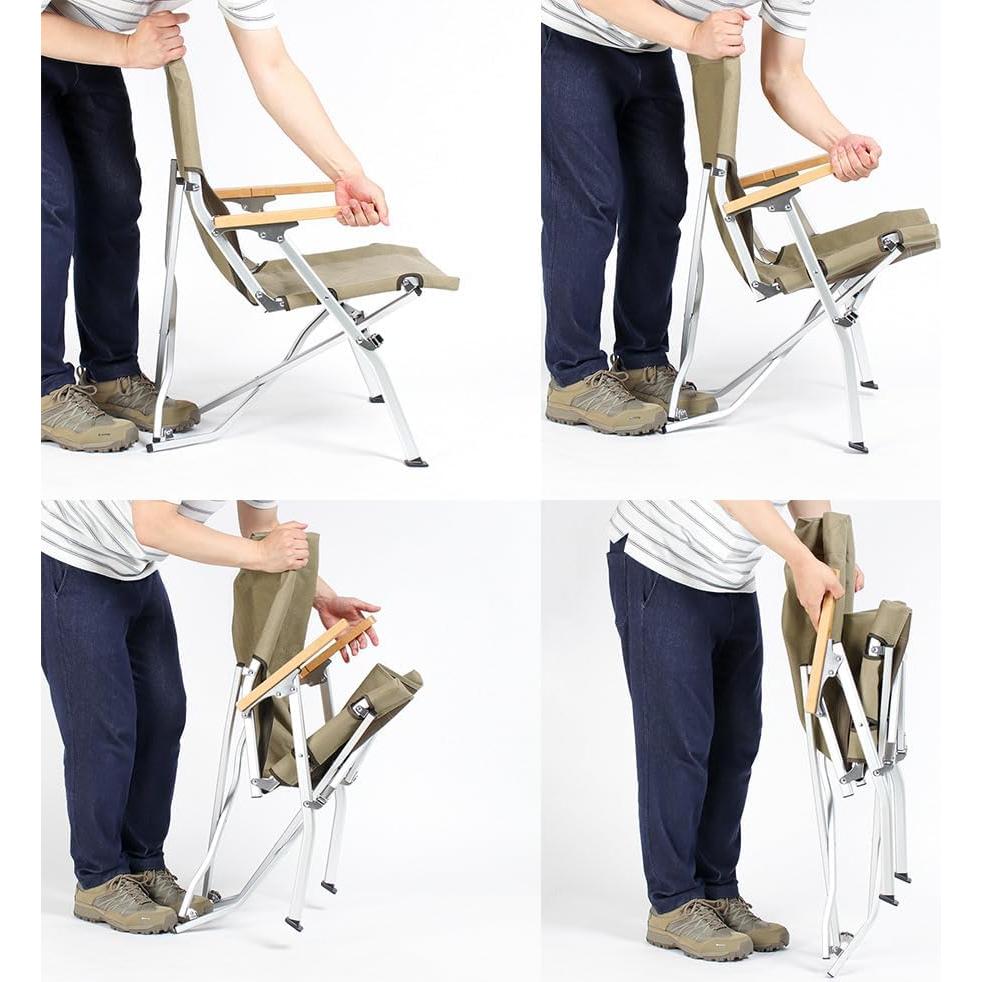 Silla de Playa Baja Snow Peak Plegable Caqui para Camping