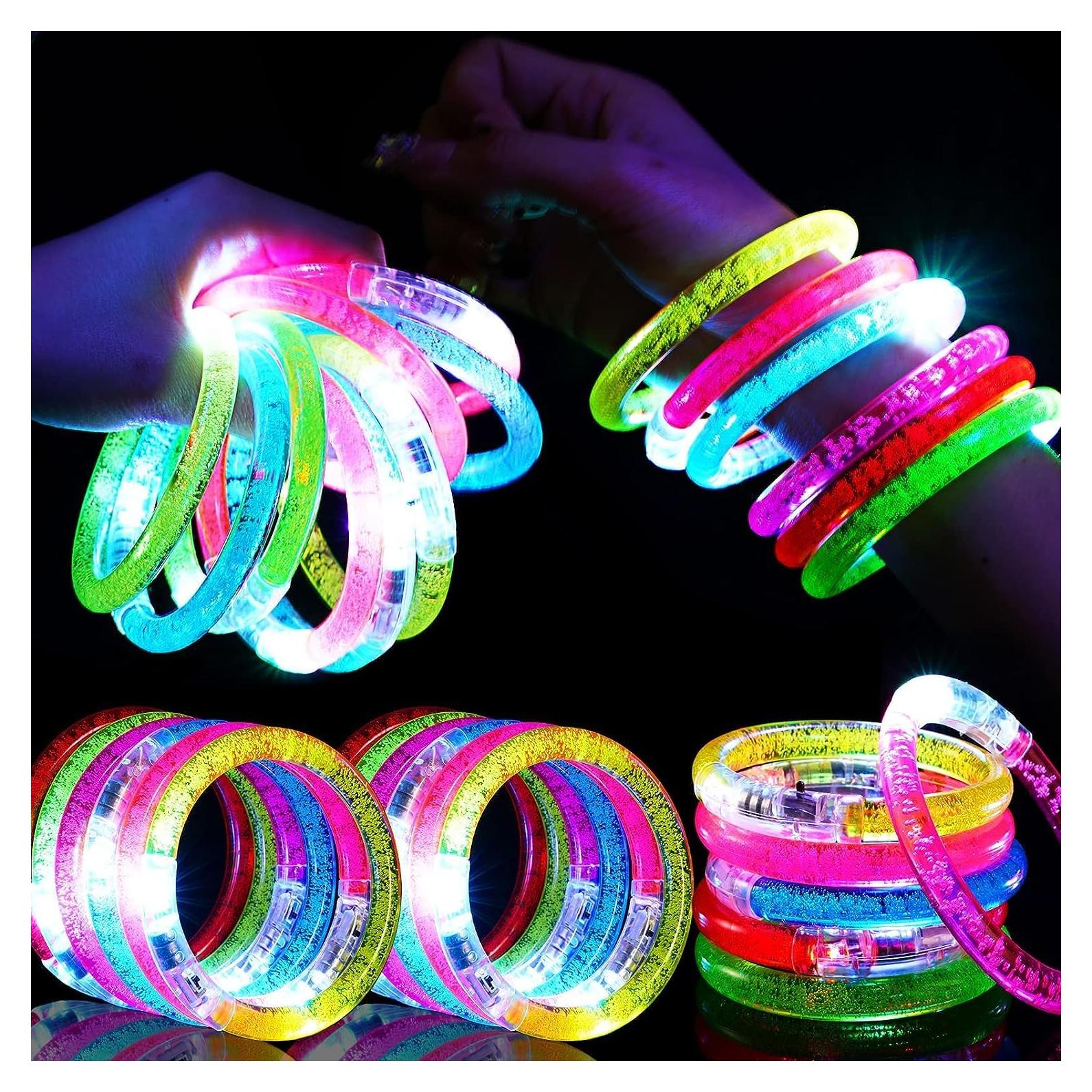 24 Piezas Pulseras LED Brillantes para Fiestas Mikulala