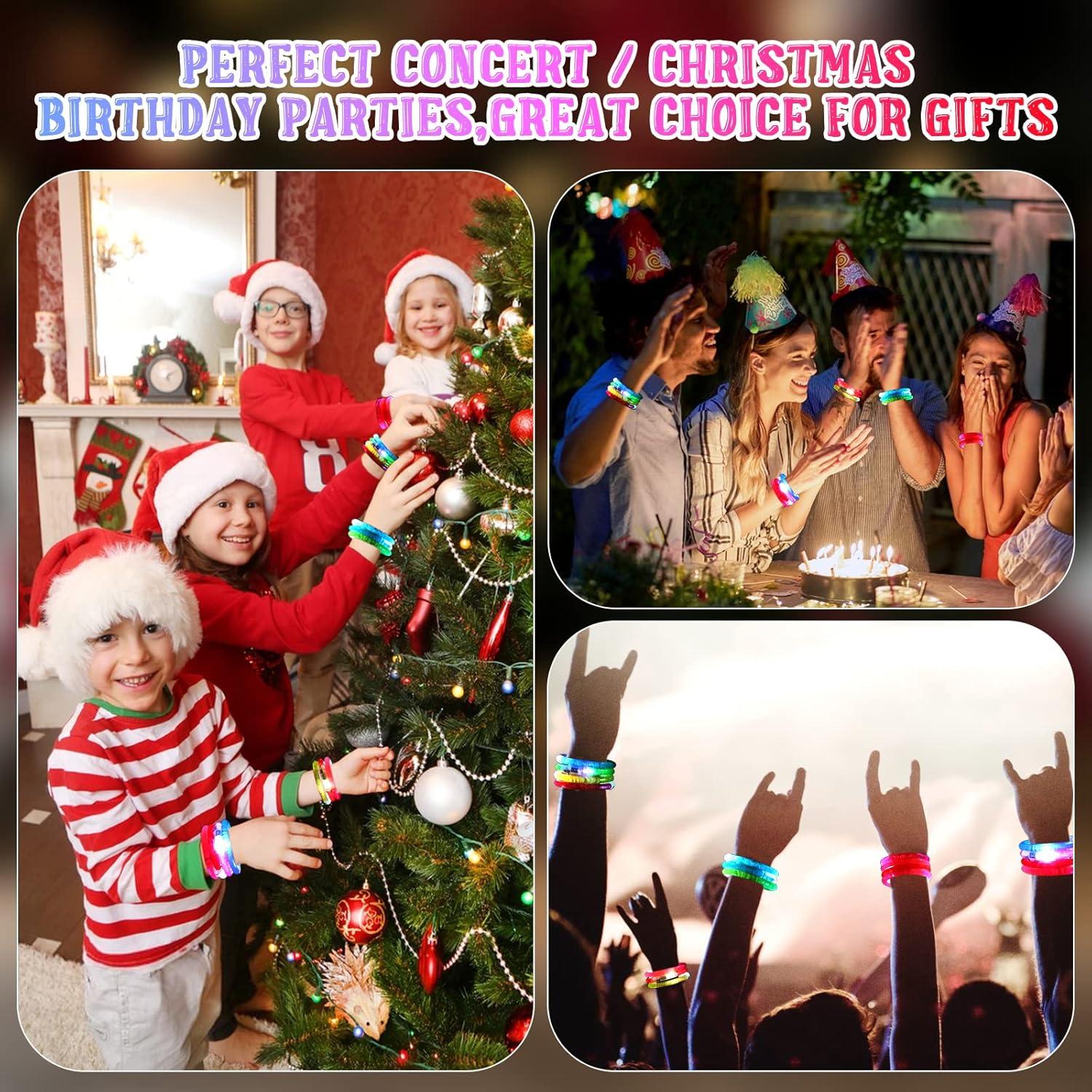 24 Piezas Pulseras LED Brillantes para Fiestas Mikulala