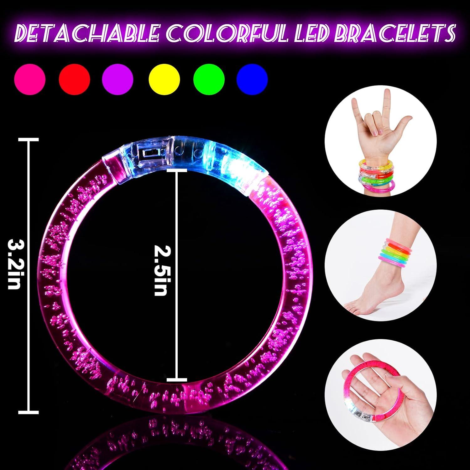 24 Piezas Pulseras LED Brillantes para Fiestas Mikulala