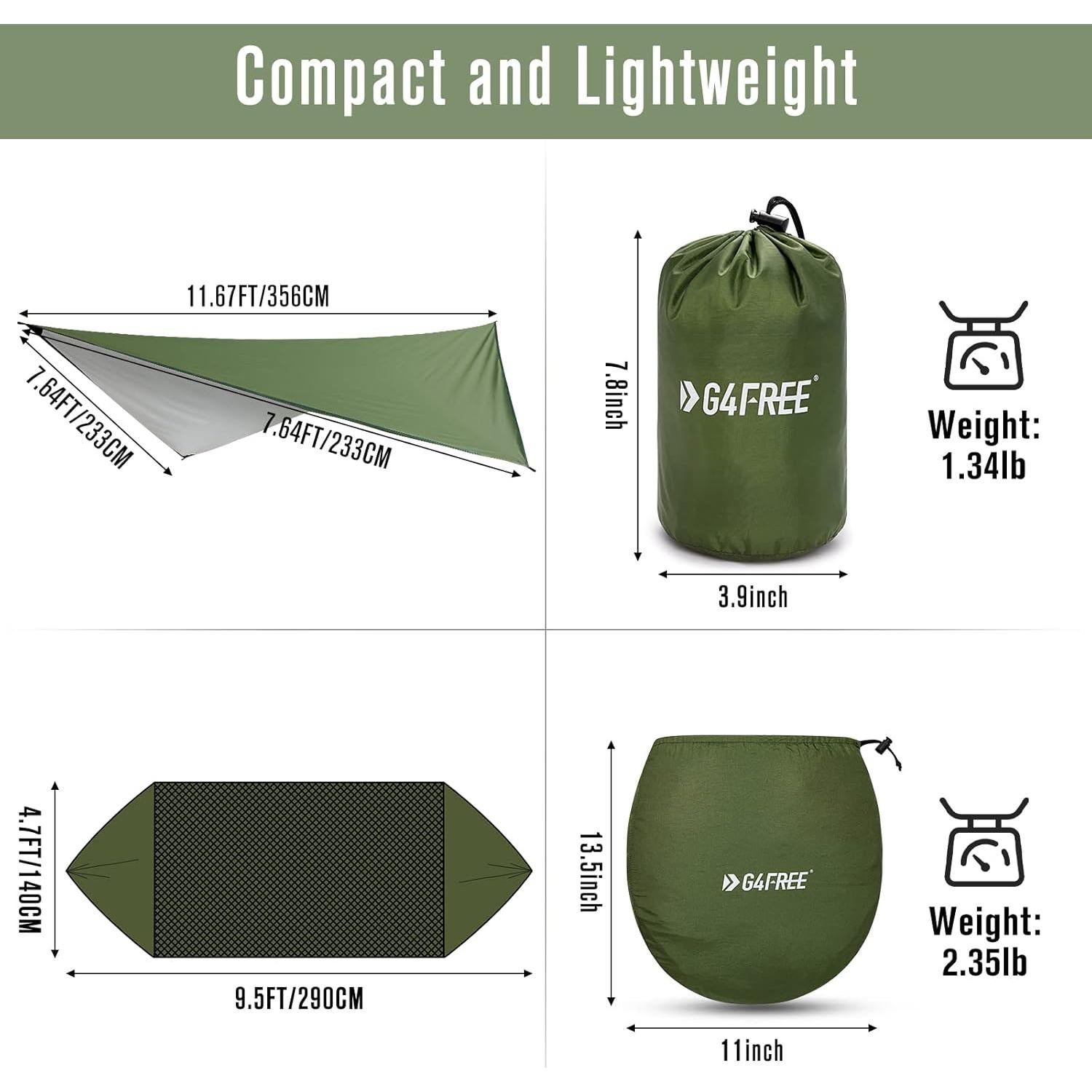 Hamaca Grande G4Free para Camping con Red Antimosquitos