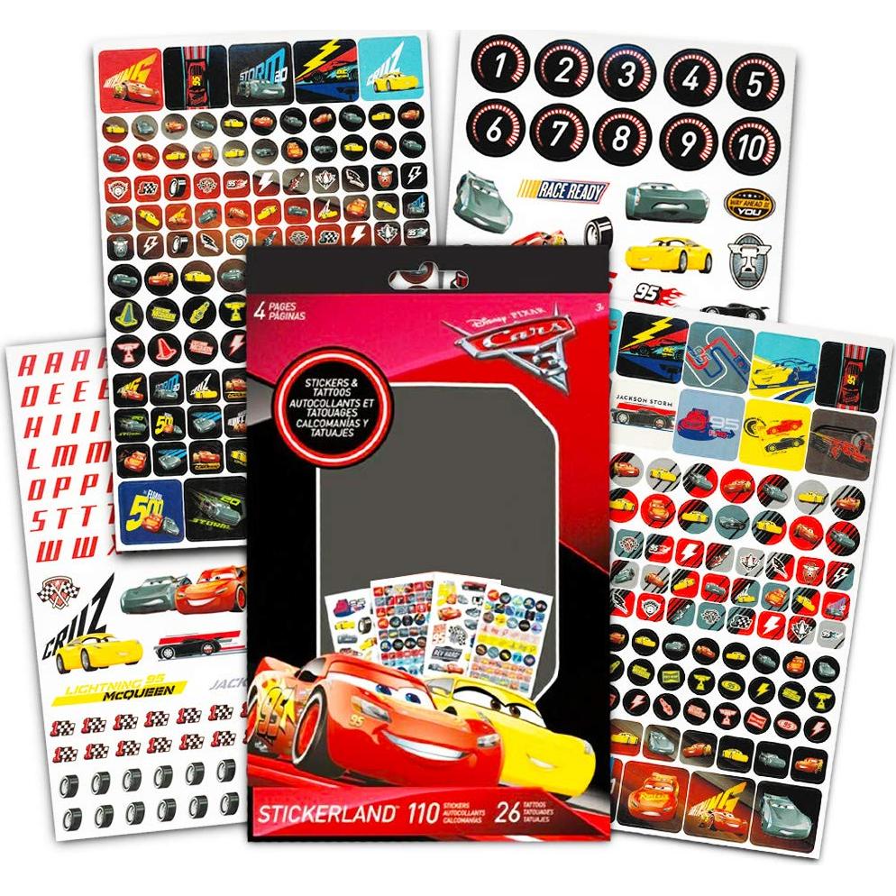 Paquete de Stickers y Tatuajes Disney Pixar Cars - 400 Stickers