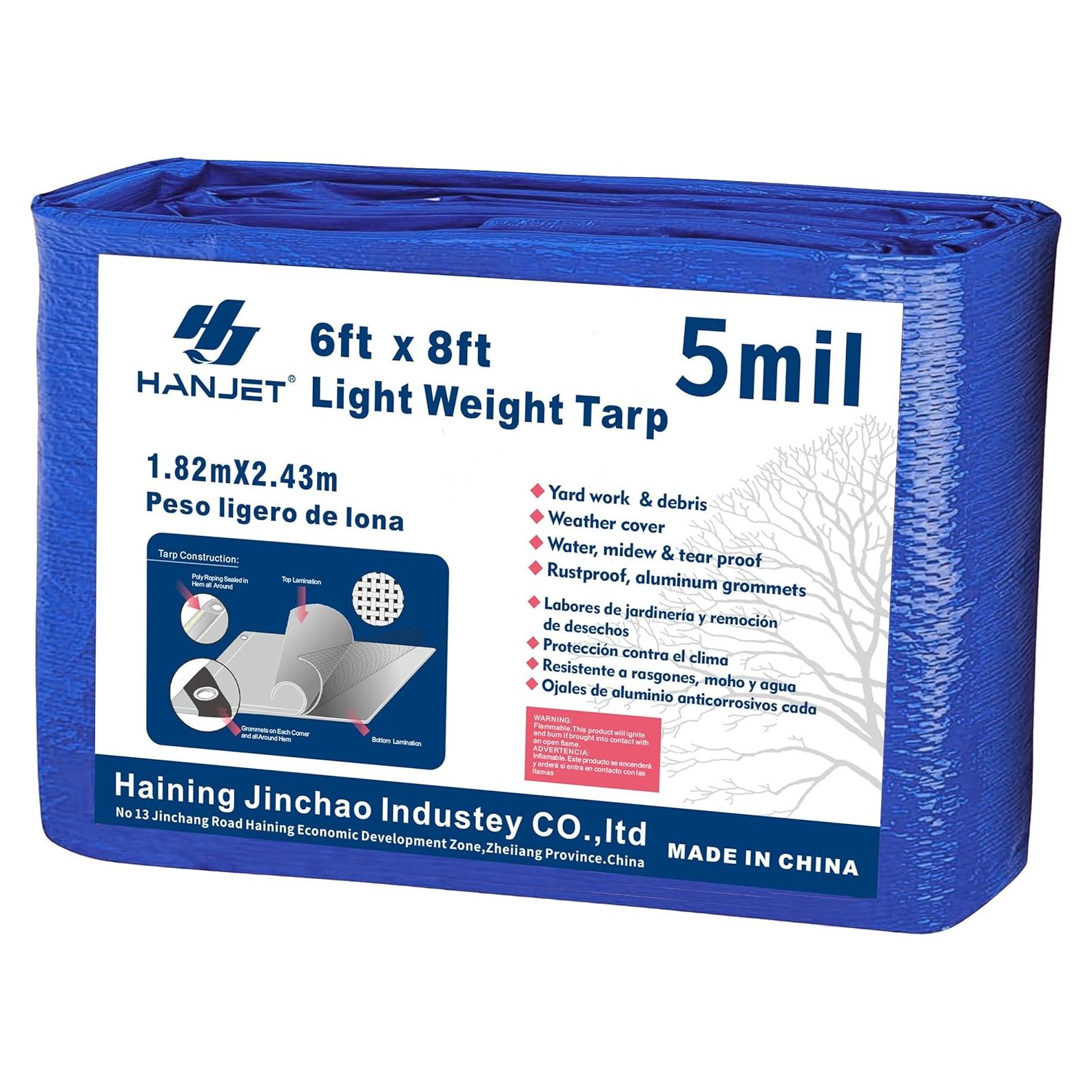 Lona de Camping Hanjet 1.83x2.44 m Azul Impermeable 5 Mil